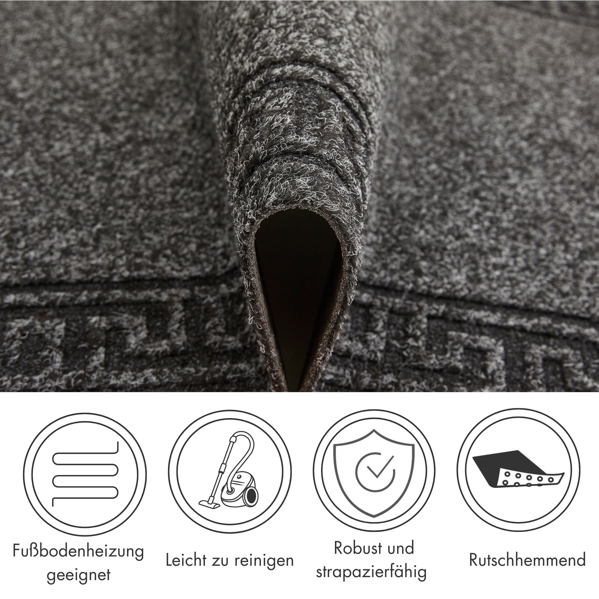 Andiamo Läufer »Luan« rechteckig 7 mm Höhe Schmutzfangläufer, meliert, mit Bordüre, für den Eingangsbereich