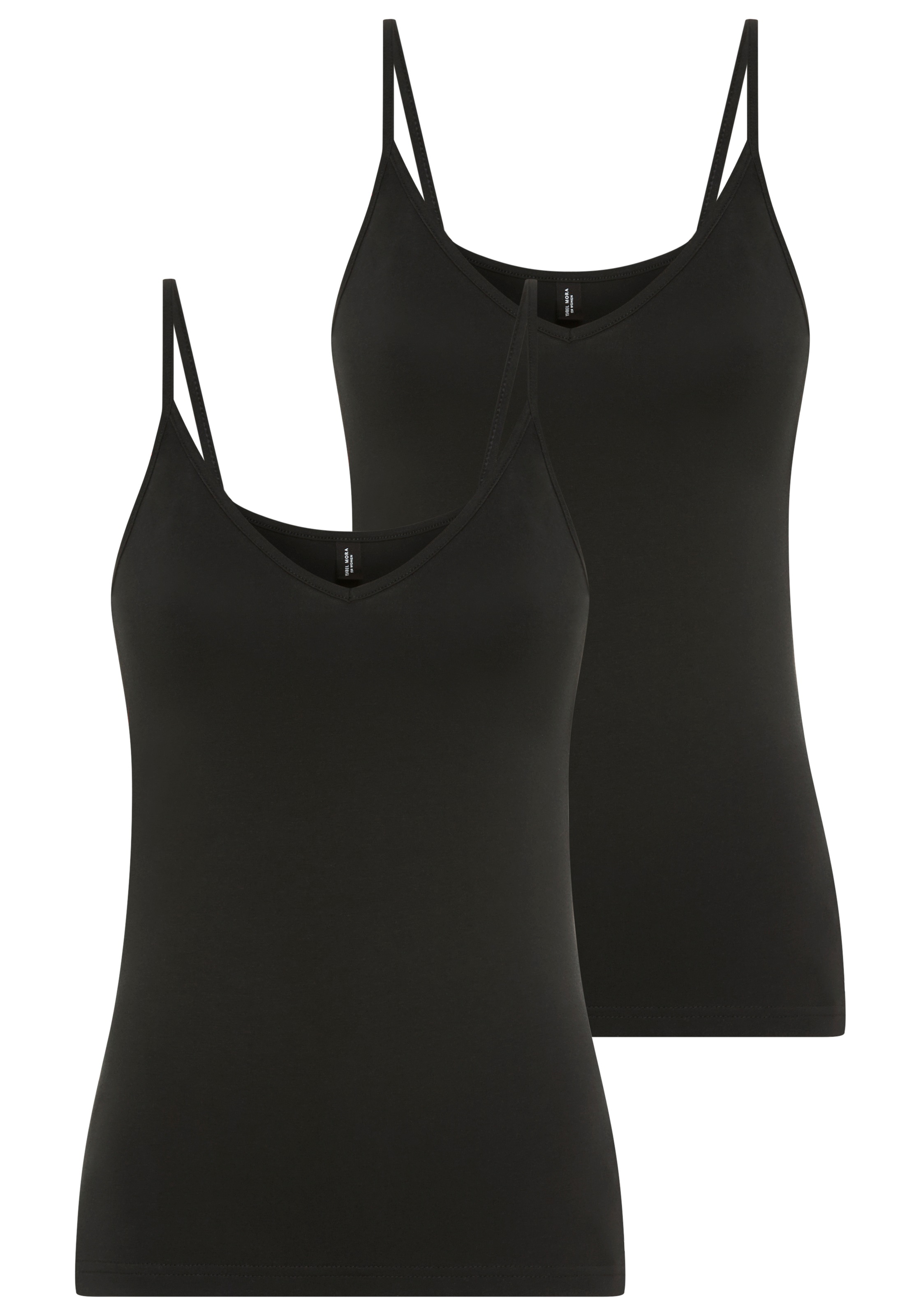 YSABEL MORA Top à bretelles spaghetti 2er Pack,  Baumwollmix, elastisch, atmungsaktiv, weich