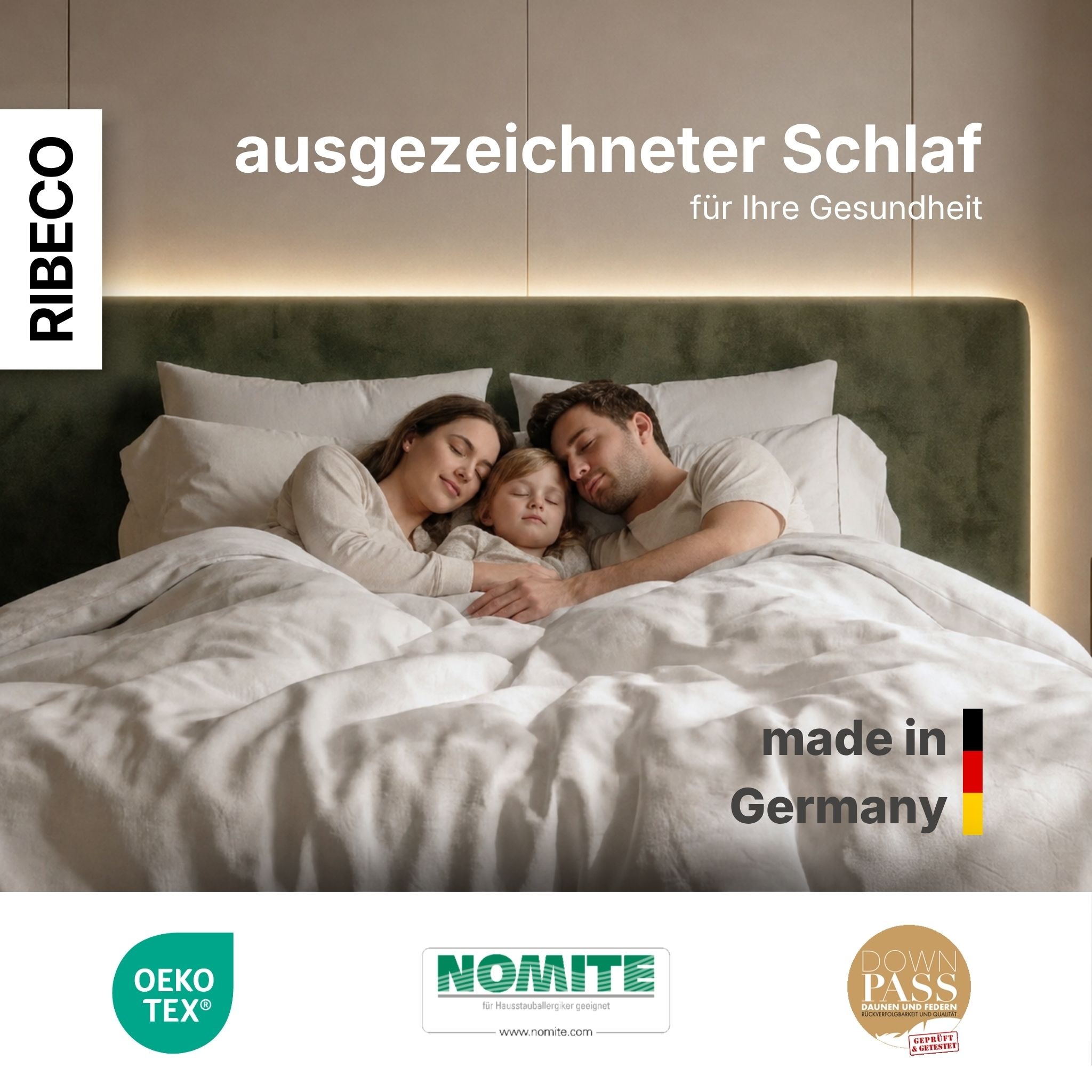 RIBECO Daunenbettdecke »Johanna, Bettdecke in 135x200 und 155x220cm und weiteren Grössen« leicht Füllung 80Daunen20Federn 1 Stk. tlg. Topseller, Daunen und Federn, Daunendecke, Federdecke, Made in Germany