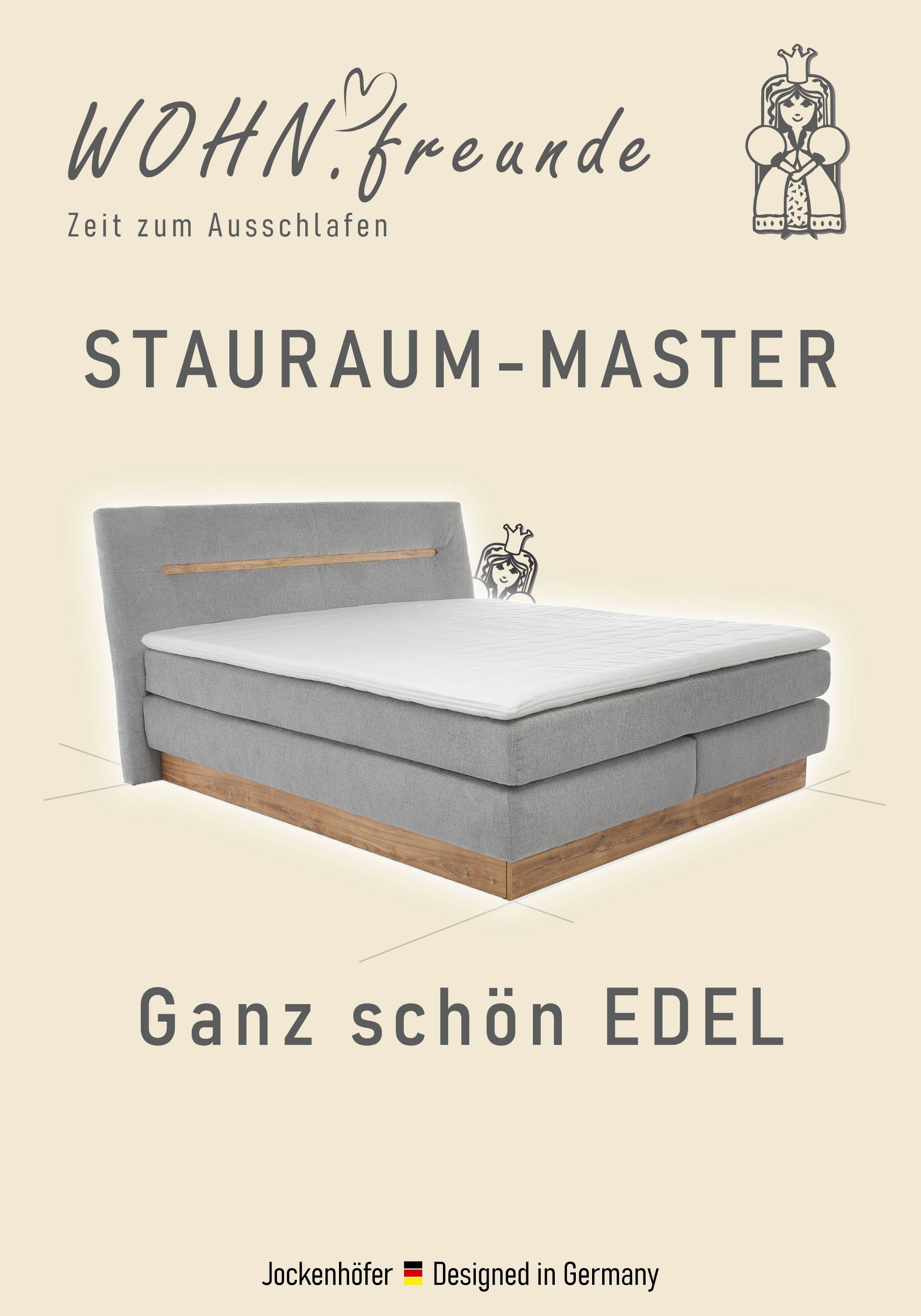 Jockenhöfer Gruppe Lit boxspring »Nika erhältlich in der Grösse 180x200cm« avec coffre de lit, matelas 7 zones, surmatelas, plusieurs degrés de fermeté au choix