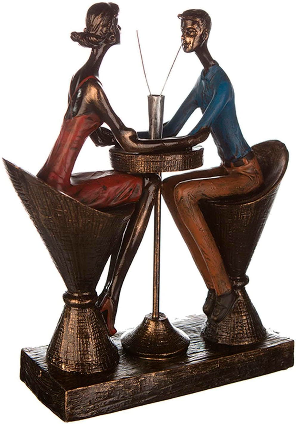 Casablanca by Gilde Figurine de décoration »Skulptur "Table for two"« Vêtements colorés, finition antique, base aspect bois
