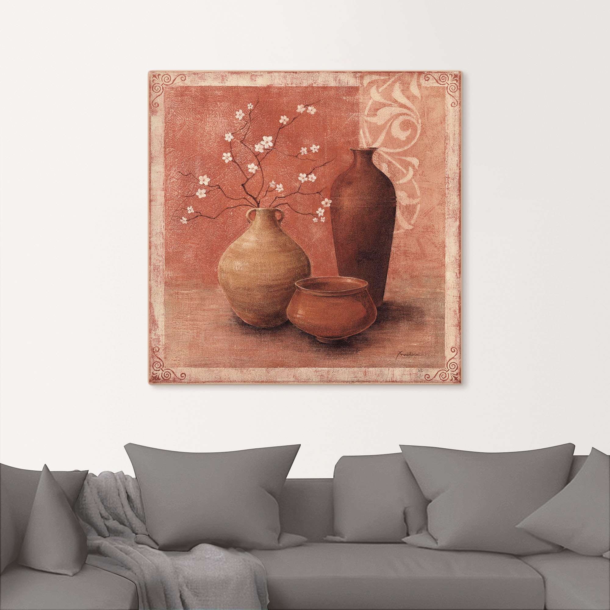 Artland Leinwandbild »Frühling im Fergana Tal« Vasen & Töpfe 1 Stk. tlg. auf Holzrahmen gespannt
