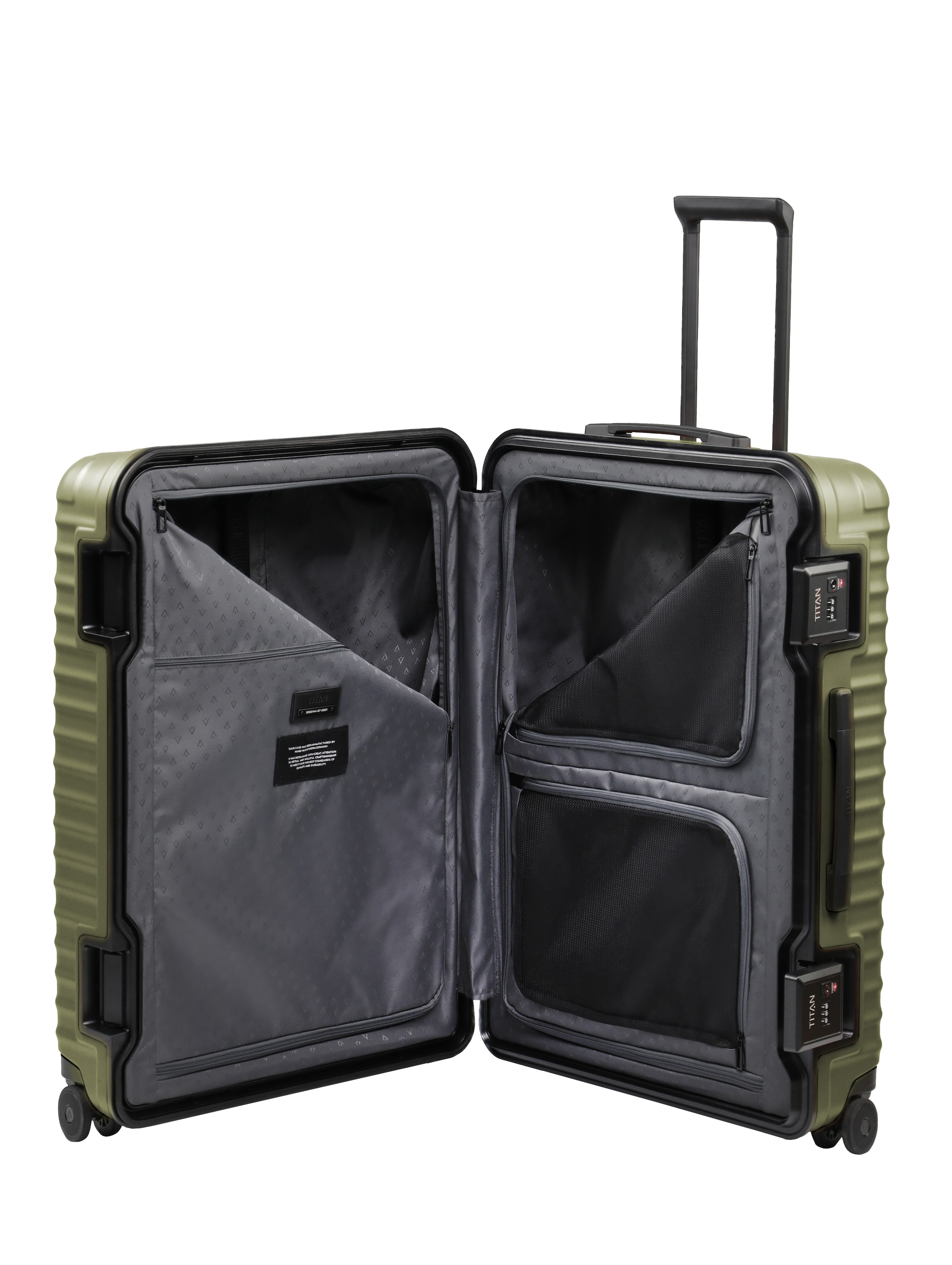 TITAN - Made in Germany Trolley »OVERSEAS Koffer Hartschale« 101 litre 4 Rollen avec serrure TSA à cadre, compartimentage intérieur intelligent taille L