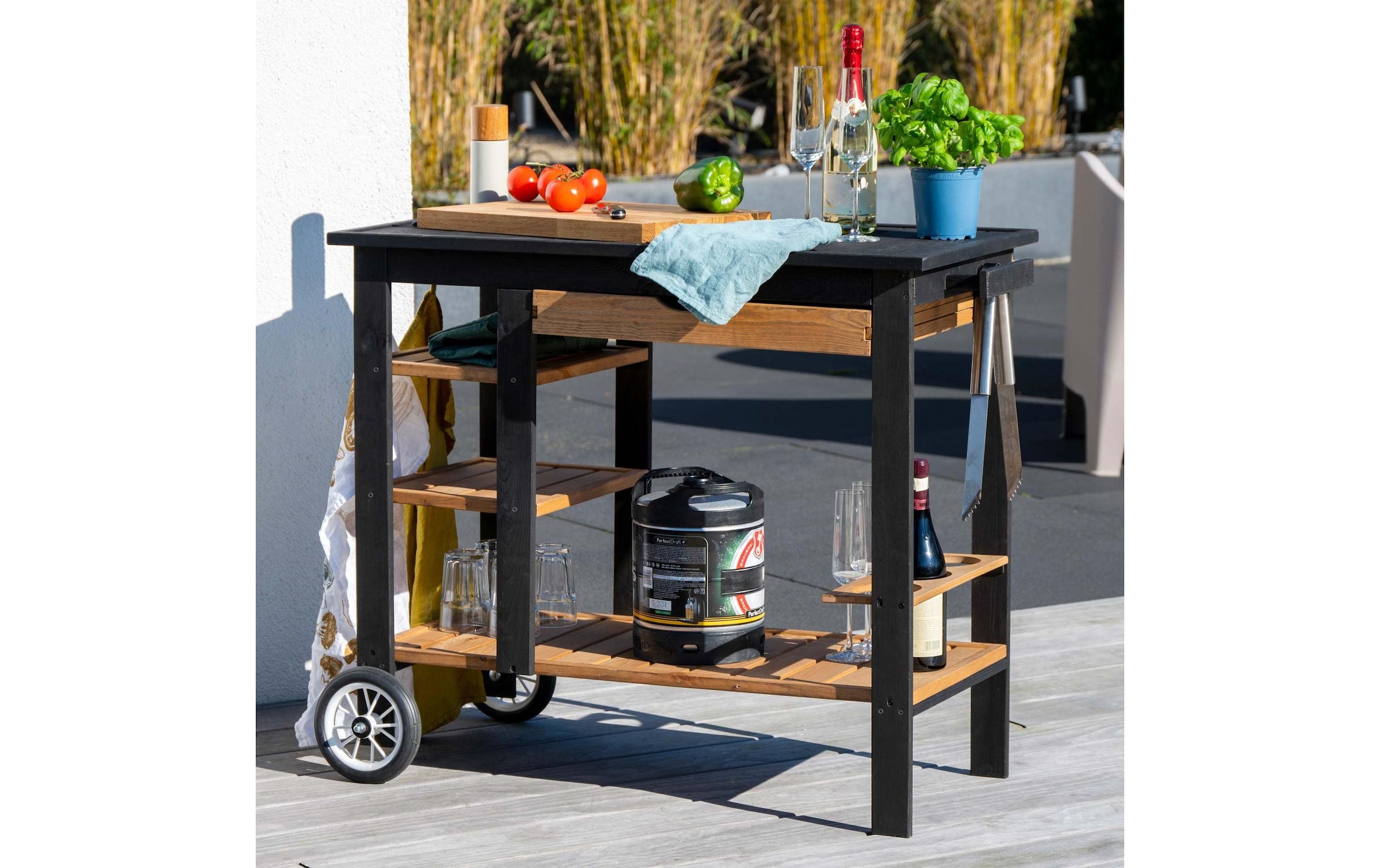 dobar Chariot de service »BBQ-Trolley« Wetterfester Servierwagen