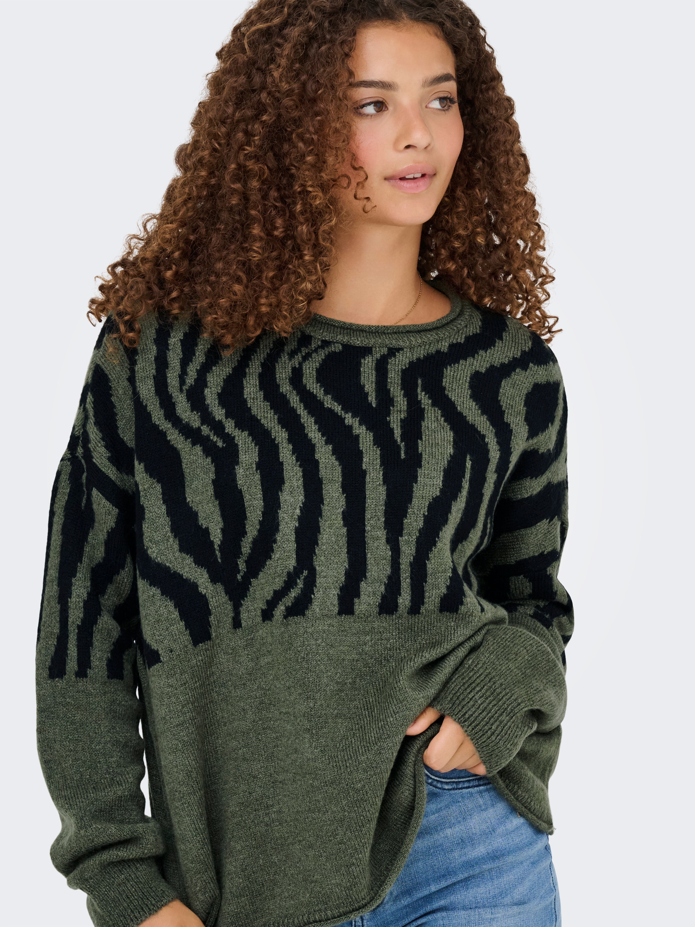 ONLY Pull à col rond »ONLJADE ANIMAL LS O-NECK NOOS KNT«