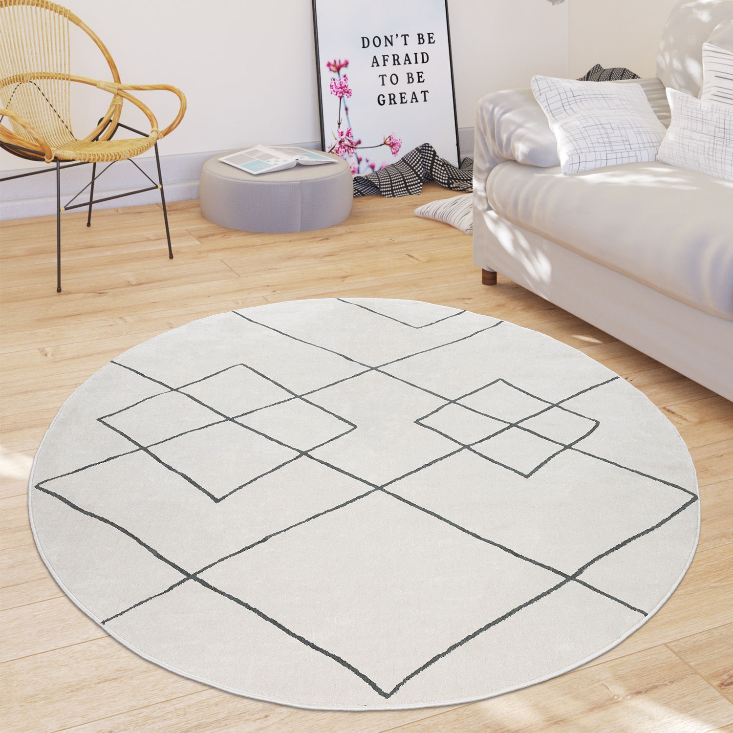 Paco Home Tapis »Haral 785« Rond 9 mm Höhe Kurzflor, Scandi Design, Rauten Motiv