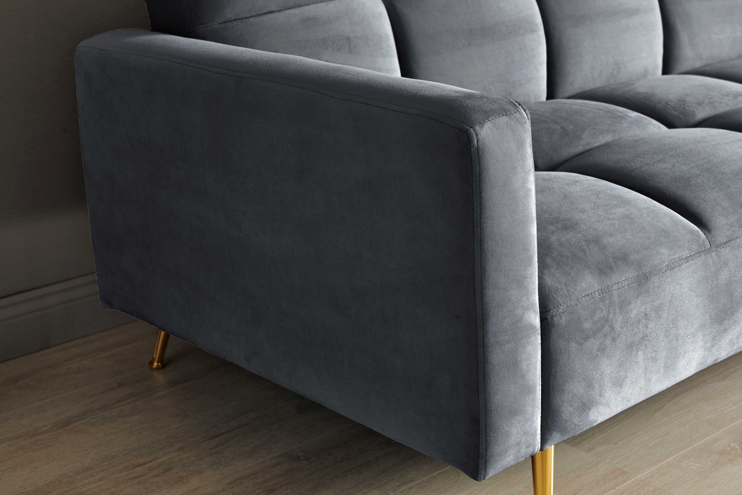 Jahnke Schlafsofa »CHILLAX POSH« mit Schlaffunktion, edler Samtstoff & Füsse im Gold-Look, Breite 213 cm