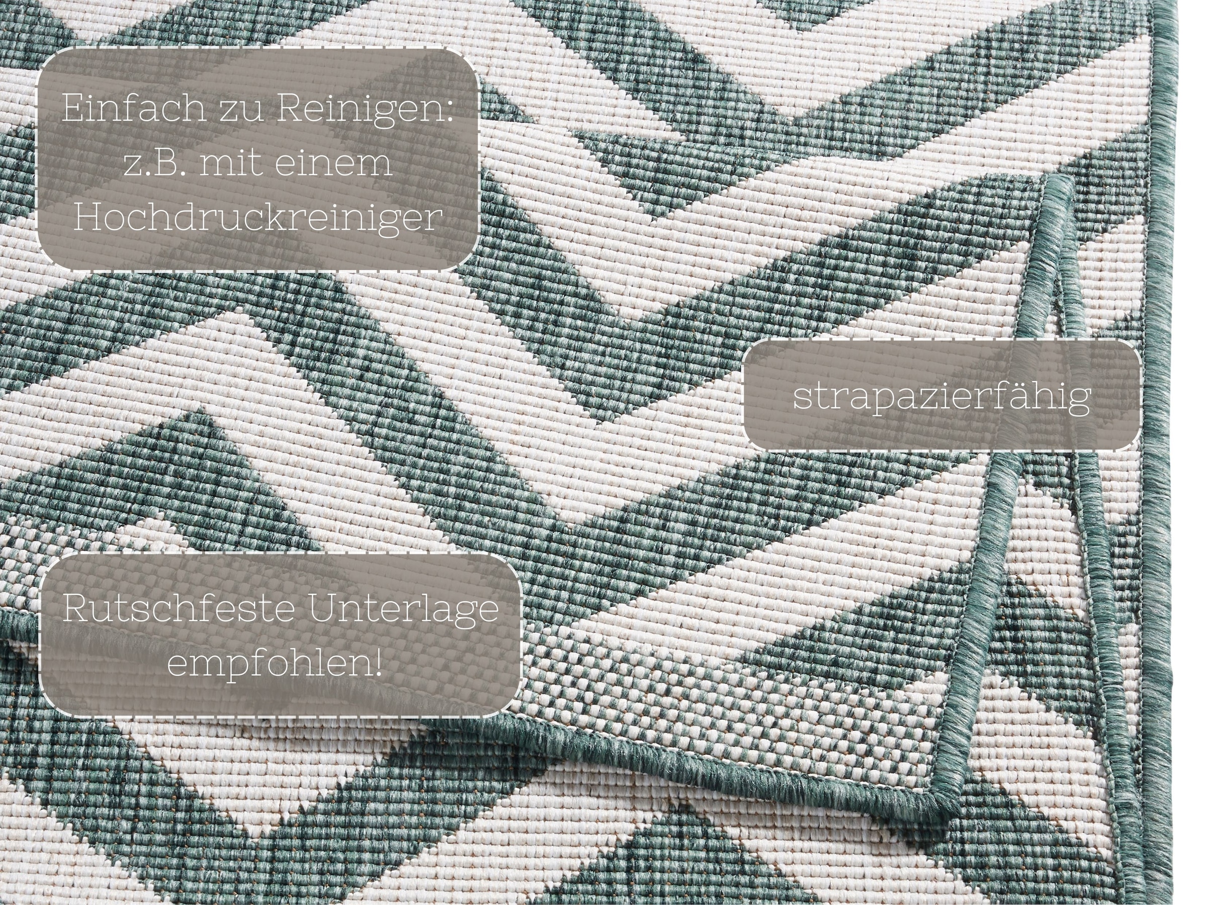 NORTHRUGS Teppich »Palma Wendeteppich« rechteckig 5 mm Höhe In-& Outdoor, Wetterfest, Balkon, Läufer, Wohnzimmer, Wasserfest