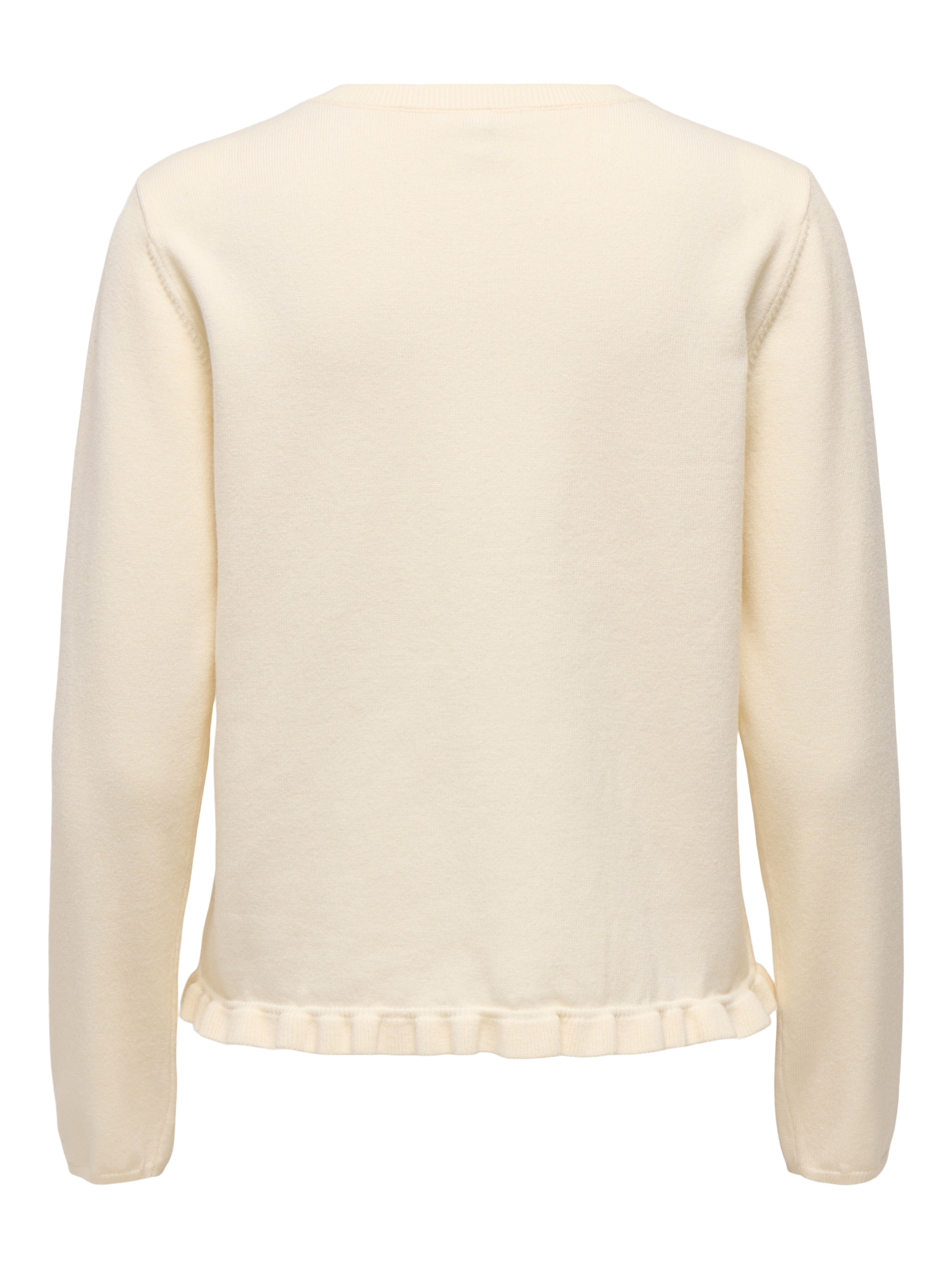 ONLY Strickjacke »ONLCINDEREL LS O-NECK FRILL CARDI CC KNT« Materialmix, regular fit