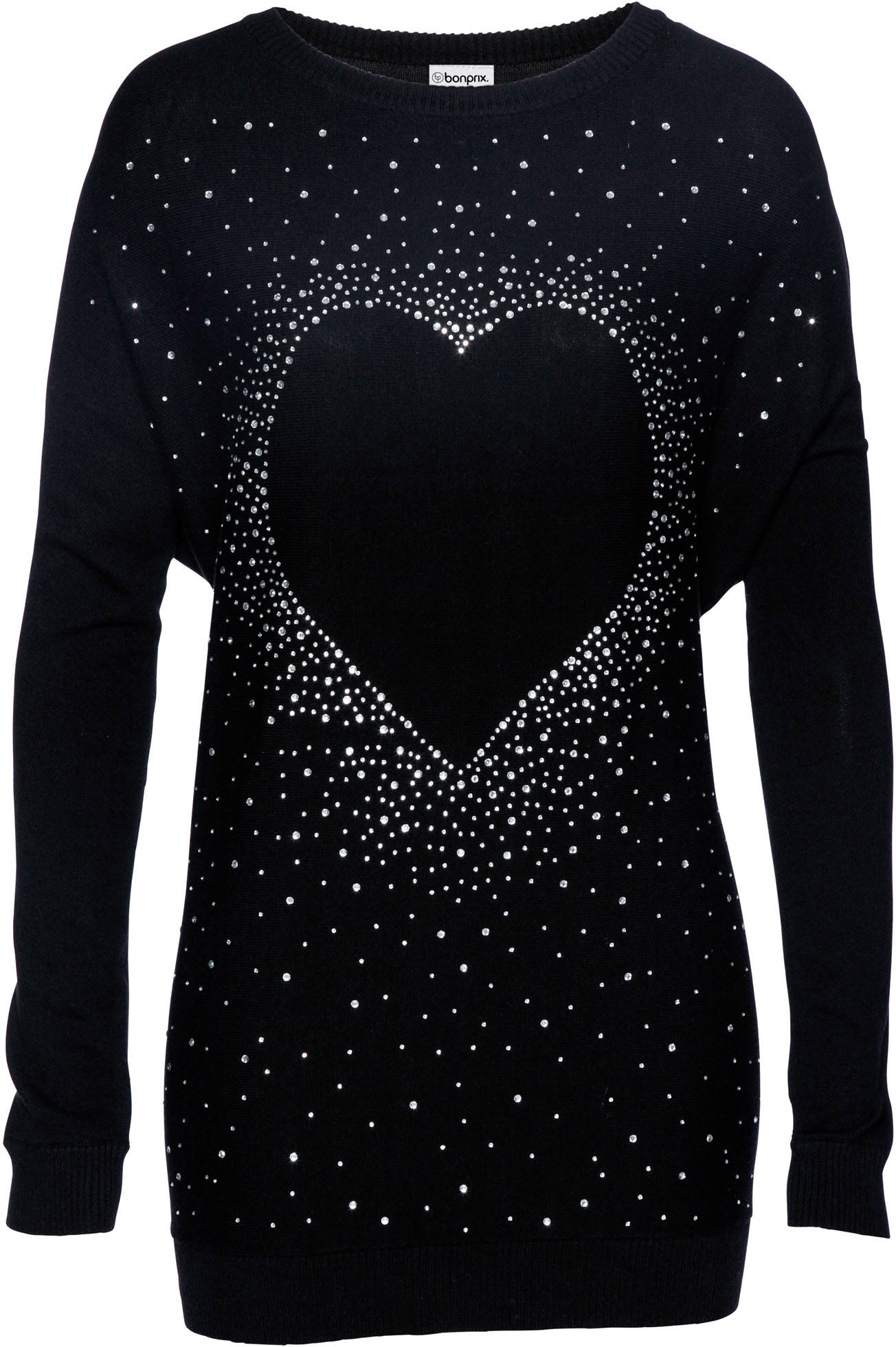 bonprix Pull long »Long-Pullover aus Baumwoll-Mix« aus Baumwoll-Mix, mit Fledermausärmeln, lockere Passform