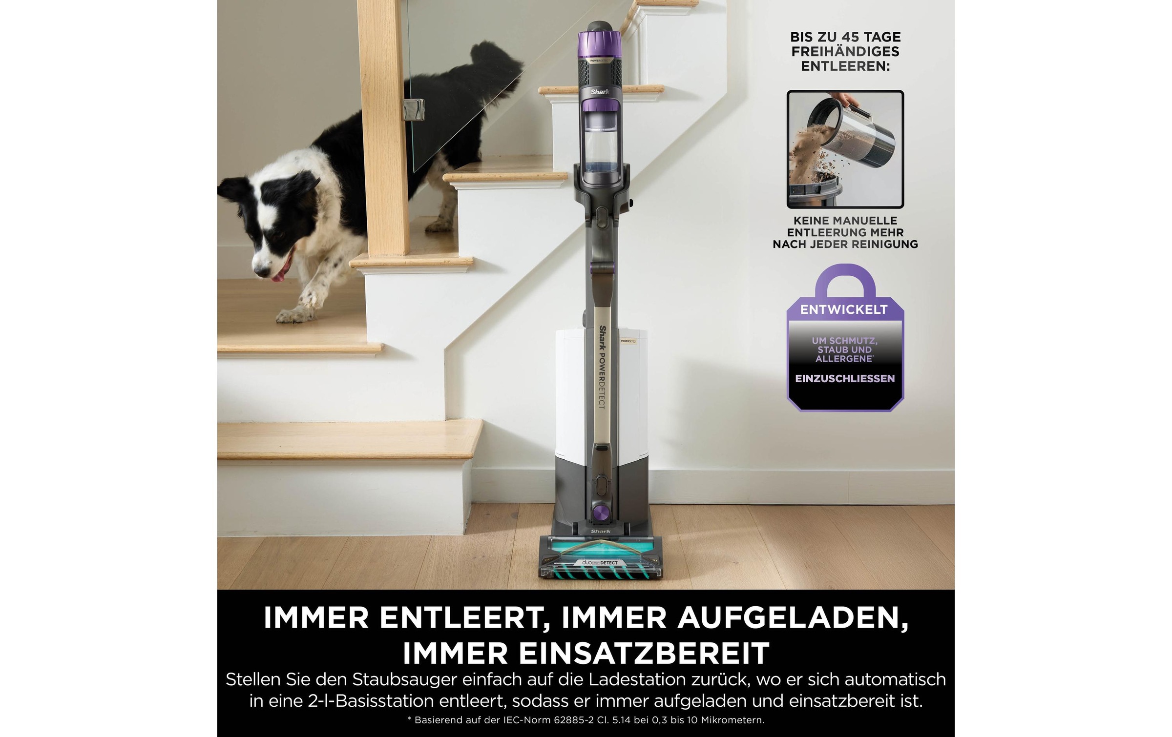 Shark Akku-Stielstaubsauger »Shark PowerDetect Clean & Empty IP3251EUT« Akku-Staubsauger für Tierhaare, automatische Entleerungsstation