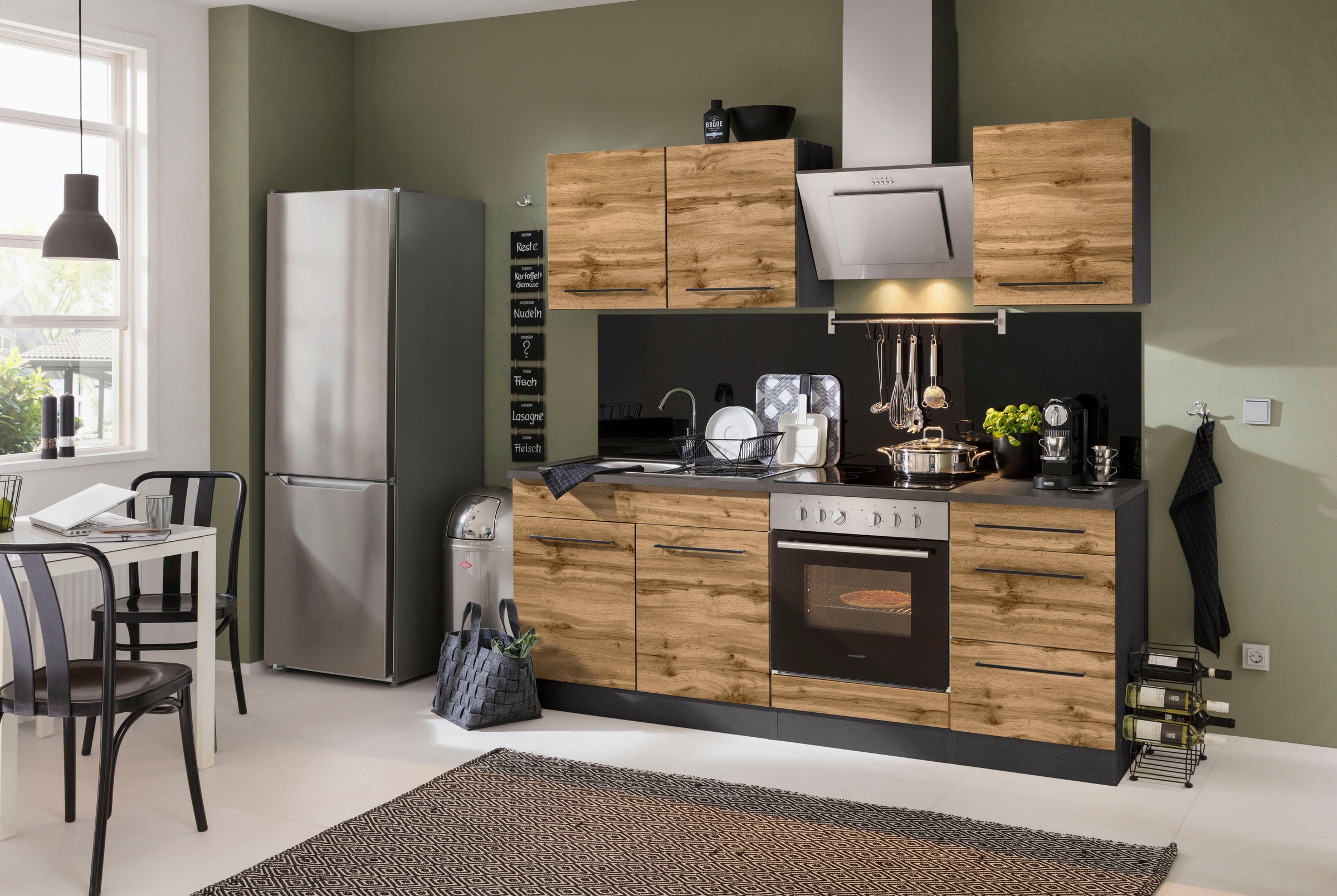 KOCHSTATION Spülenschrank »KS-Tulsa« 100 cm breit, 2 Türen, Metallgriff, MDF Front, inkl. Einbauspüle