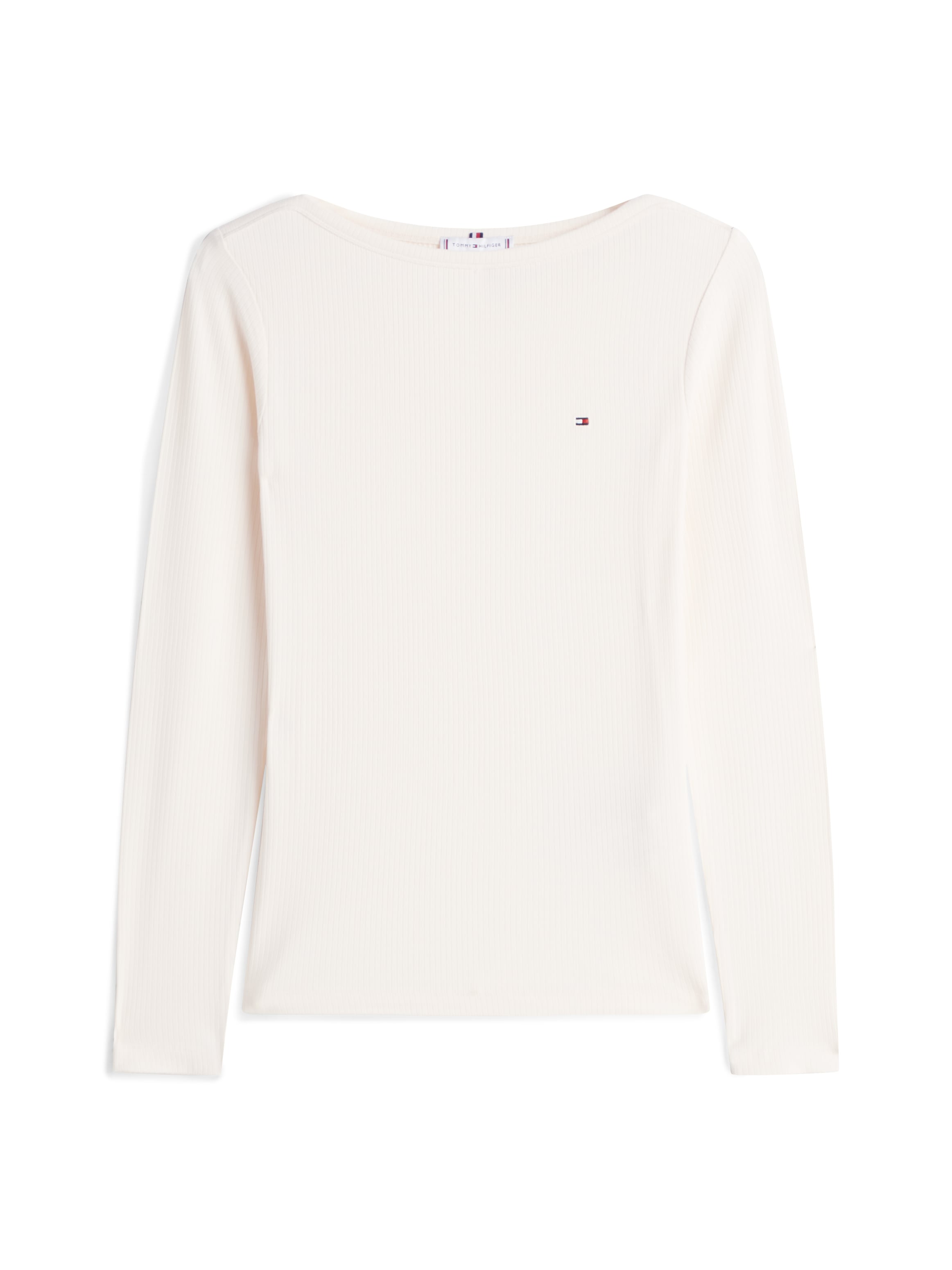 Tommy Hilfiger T-shirt à manches longues »SLIM 5X2 RIB BOAT-NK LS mit U-Boot Ausschnitt und Rippstruktur« uni, décontracté, slim fit, mélange viscose, encolure bateau