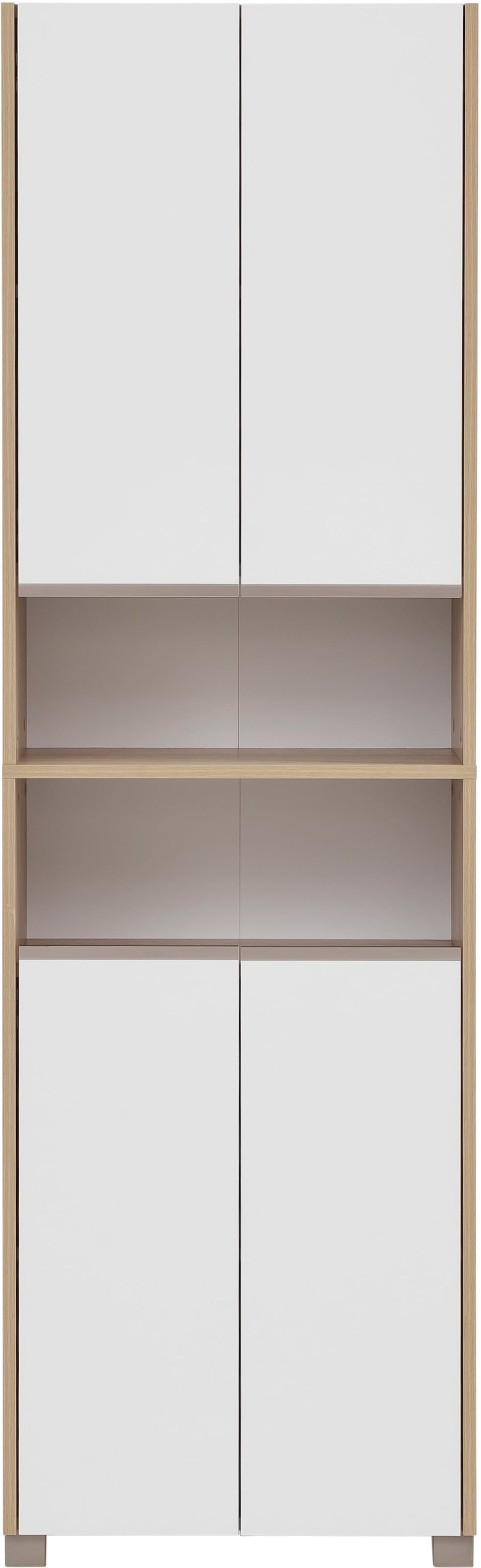 welltime Hochschrank »Juba Breite 57,0 cm« Eiche Hell Dekor mit fühlbarer Holzstruktur, Beschläge aus Metall