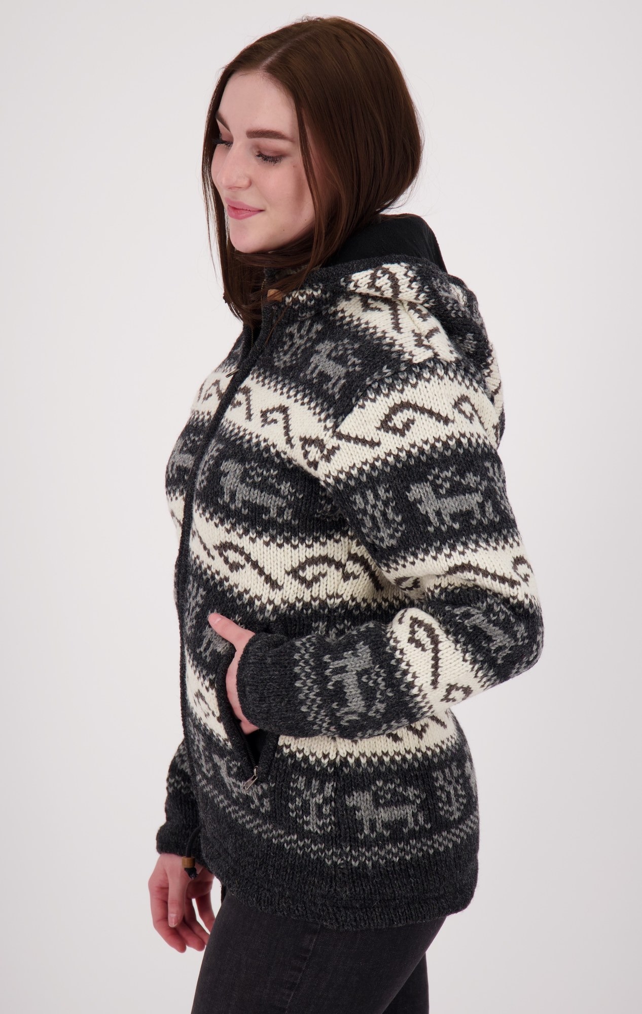 DEPROC Active Strickfleecejacke »LHOTSE MEN« mit Kapuze mit Kapuze und weichem Fleece gefüttert