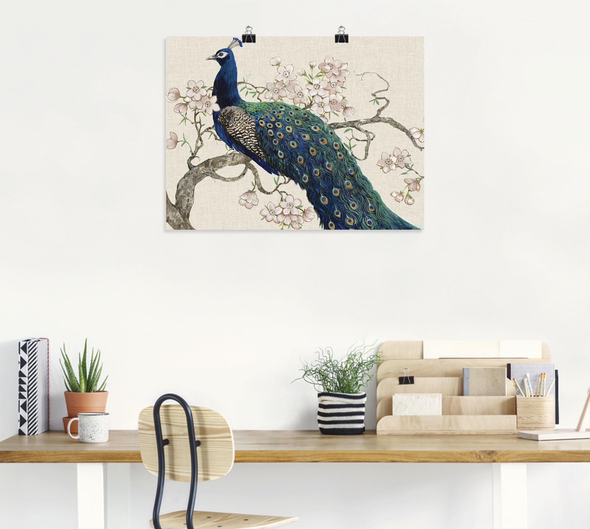 Artland Wandbild »Pfau & Blüten II« Vögel 1 Stk. tlg. als Leinwandbild, Poster in verschied. Grössen