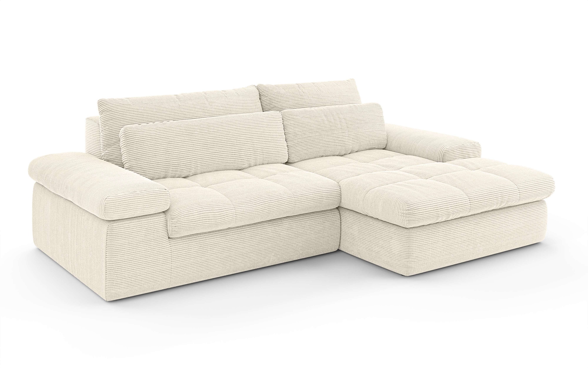 Home affaire Canapé d'angle »ALVERIE mit Recamiere, moderne Steppung, Masse: B/T/H 274/203/106 cm« L-Form mit Wellenunterfederung, mit 4 Rückenkissen, pflegeleicht Stoff