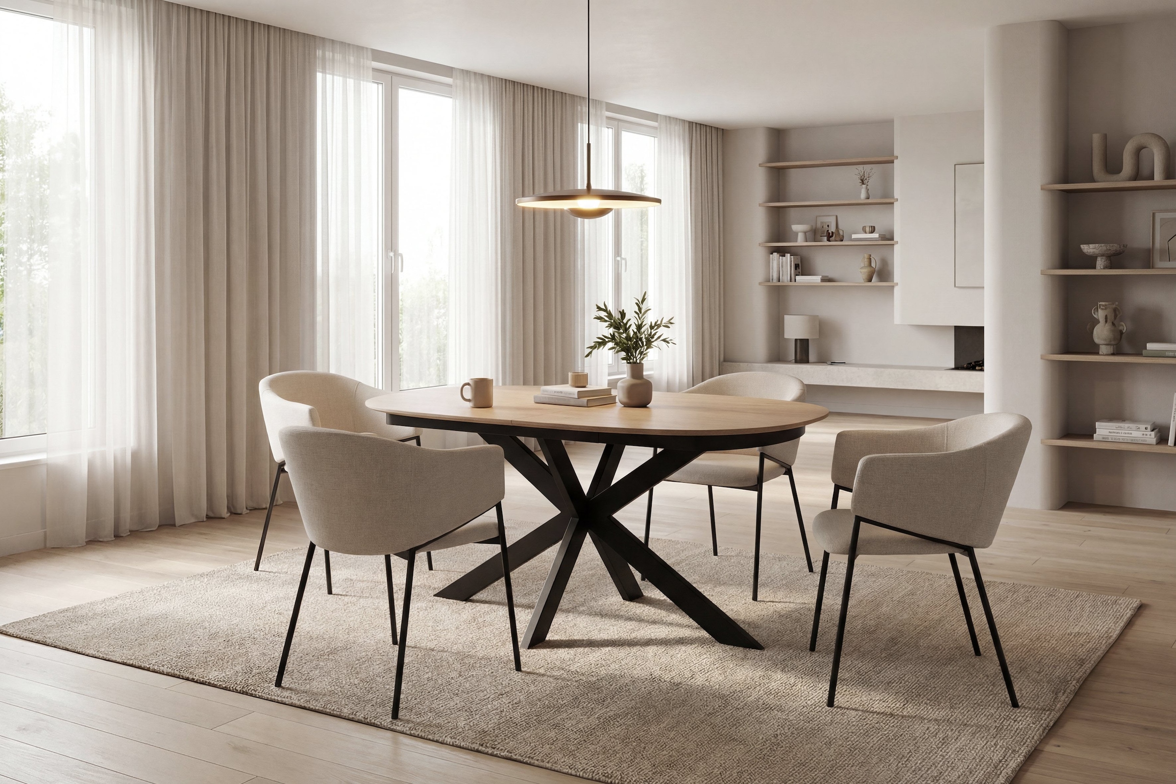 byLIVING Chaise de salle à manger »YORK« (Ensemble) 2 cuisStrukturstoff in beige, bis 110 kg, Schaumstoff, 4-Fussgestell