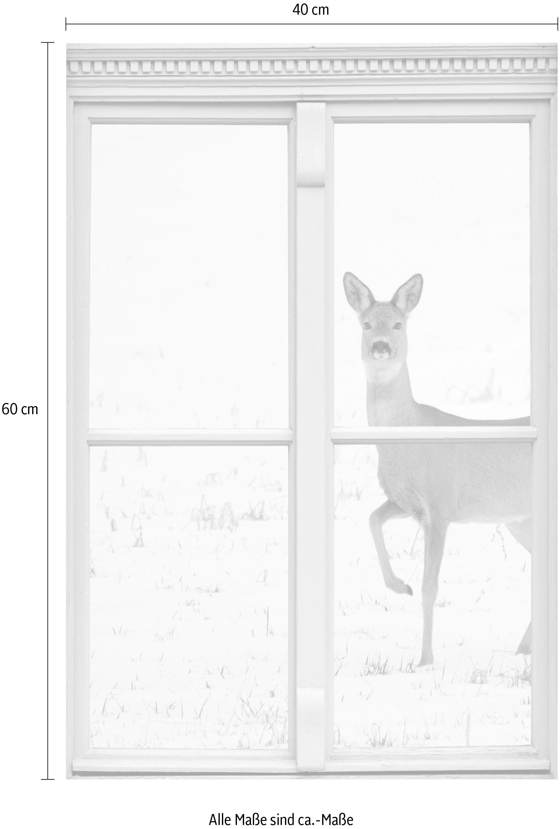 queence Autocollants muraux »Reh« Wandsticker, Wandbild, selbstklebend, 3D, Fenster