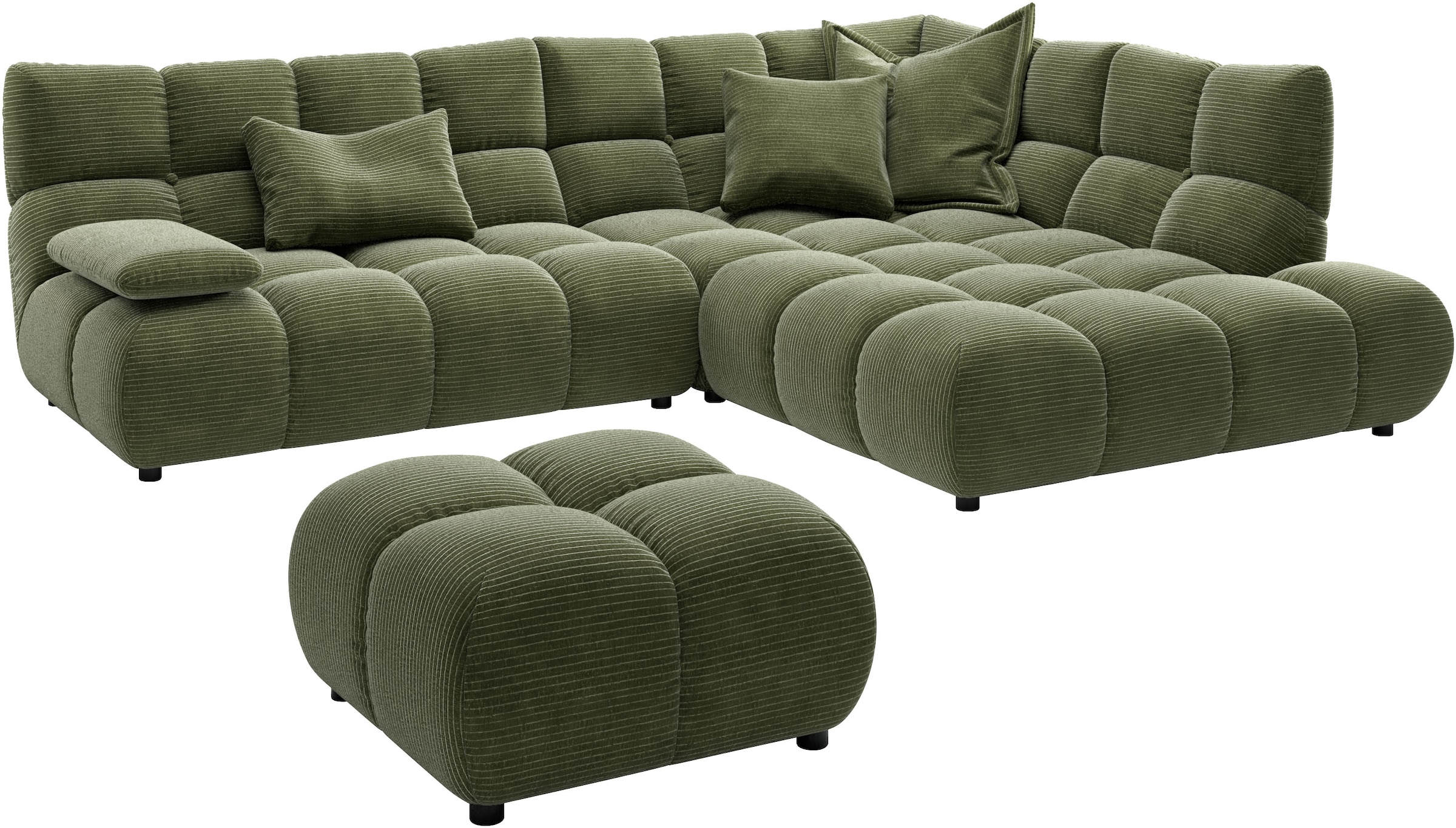Home affaire Canapé d'angle »Cozy Bubble, mit klappbarer Armlehne, Breite 289 cm« avec matelassage élégant, housse intégrale & rembourrage doux