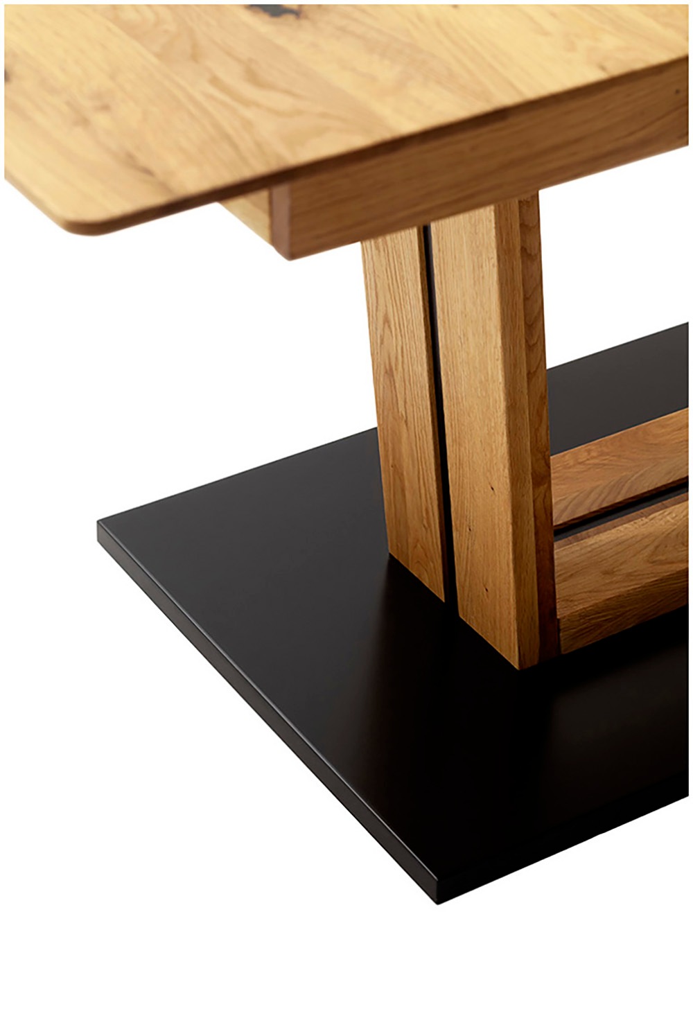 MCA furniture Table de salle à manger »Morena Säulentisch Komfort Tisch« Synchronauszug,ausziehbar,Wildeiche,massiv,geölt,XXL