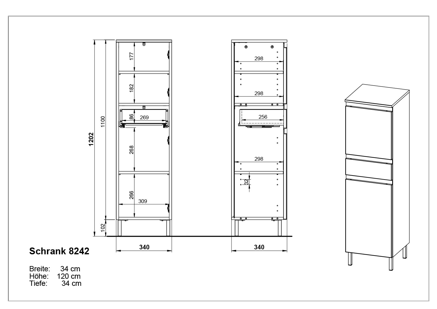 GERMANIA Armoire intermédiaire »Scantic« 1 cuis tlg. mit griffloser Optik