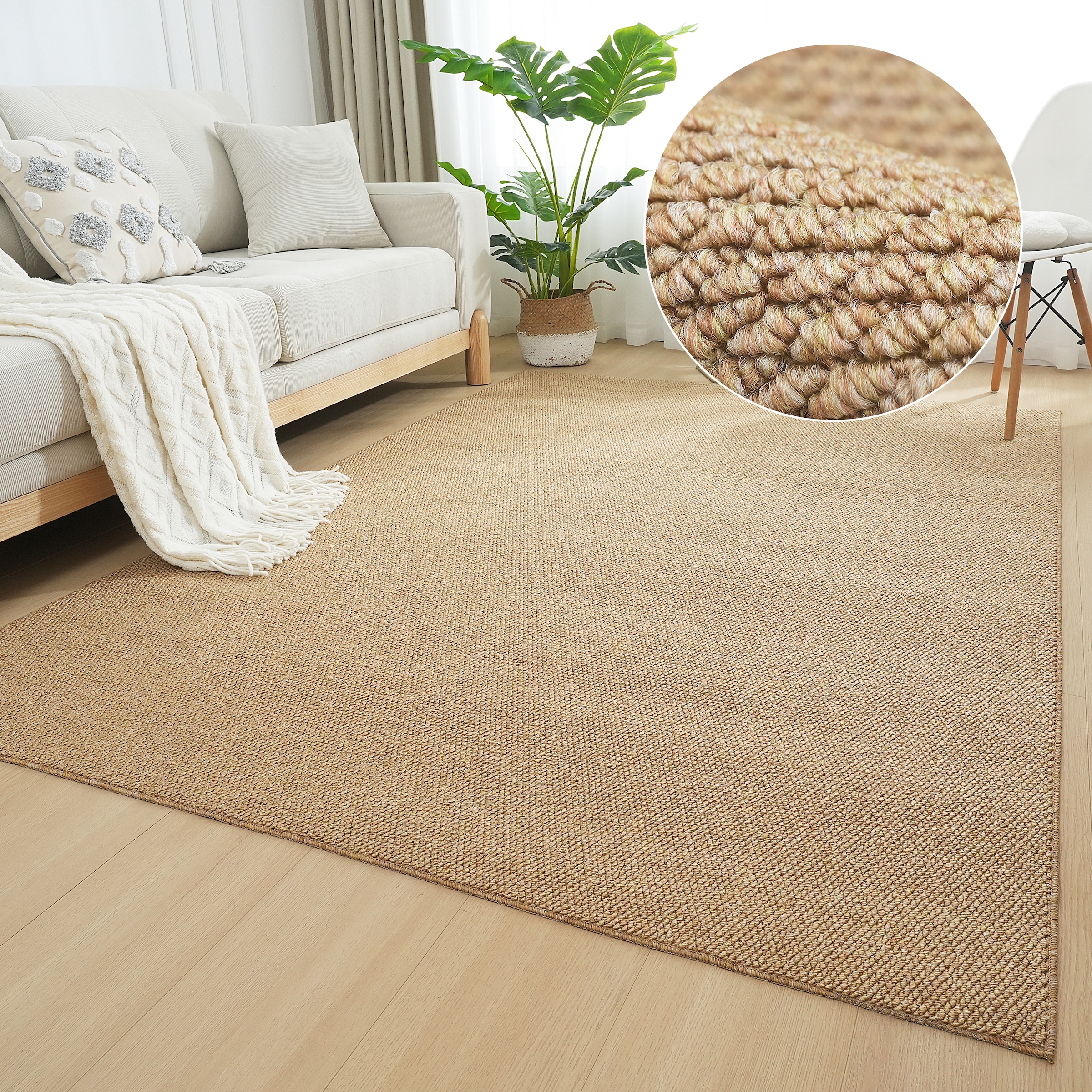 my home Tapis »Lilia« Rectangulaire 5 mm Höhe Sisal-Optik, uni, waschbar, Wohnzimmer, Schlafzimmer, Esszimmer