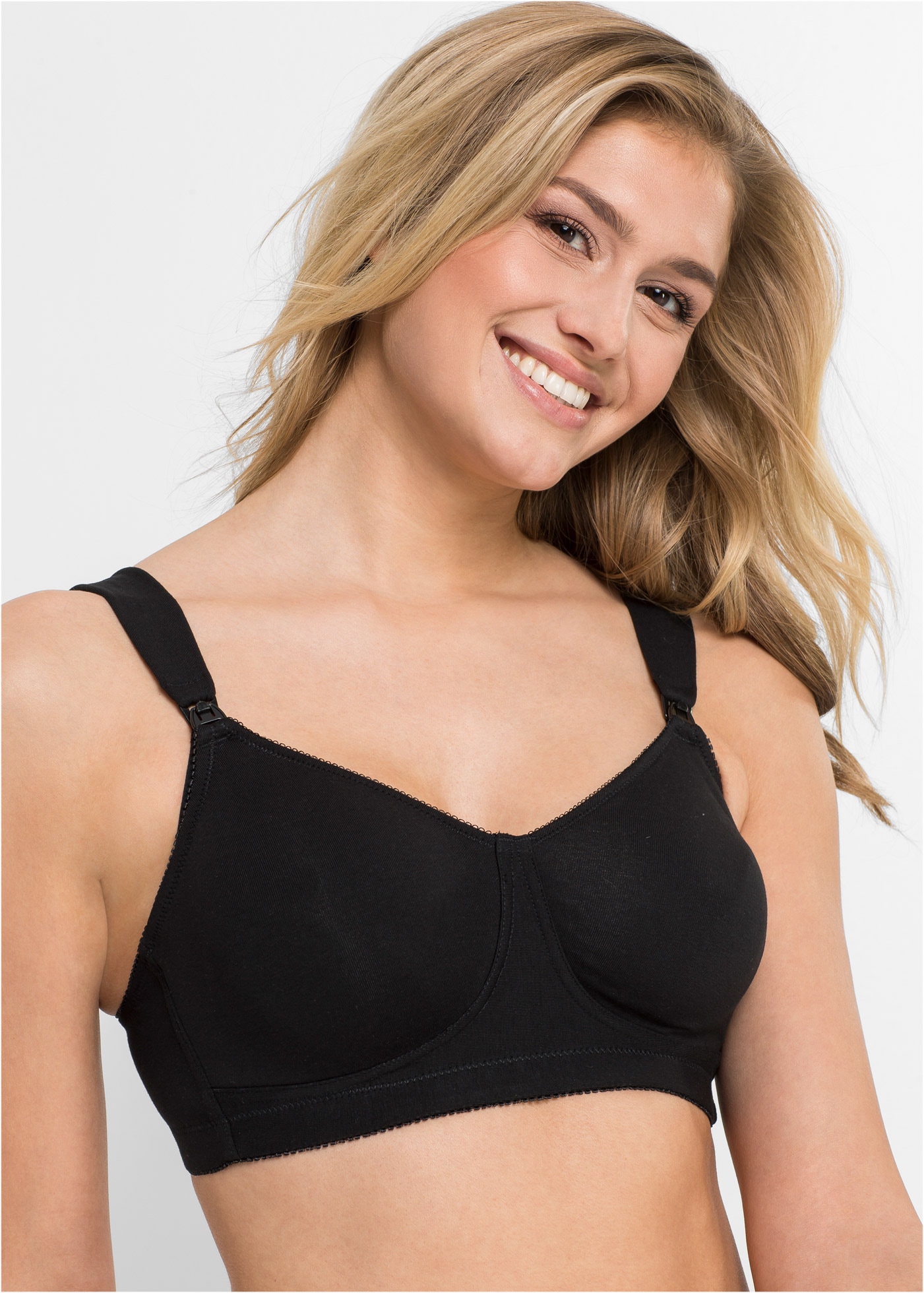 bonprix Soutien-gorge d'allaitement »Still BH ohne Bügel mit Baumwolle (2er Pack)« Packung, 2 cuis für den Alltag, mit Klickverschluss am Cup, nahtlos vorgeformte Cups