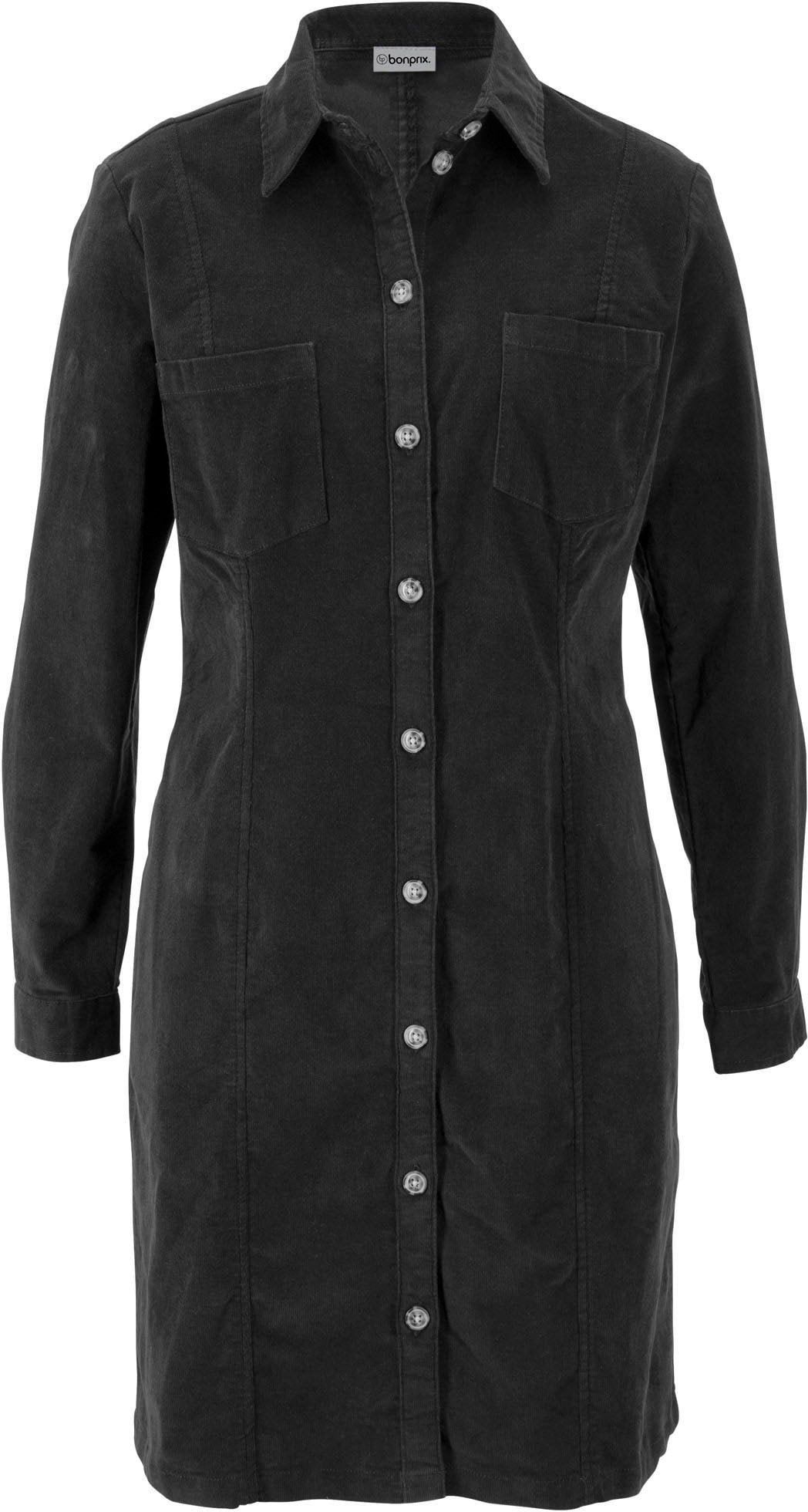 bonprix Hemdblusenkleid Brusttaschen für Alltag, aus Baumwolle und Elasthan, mit Knopfleiste