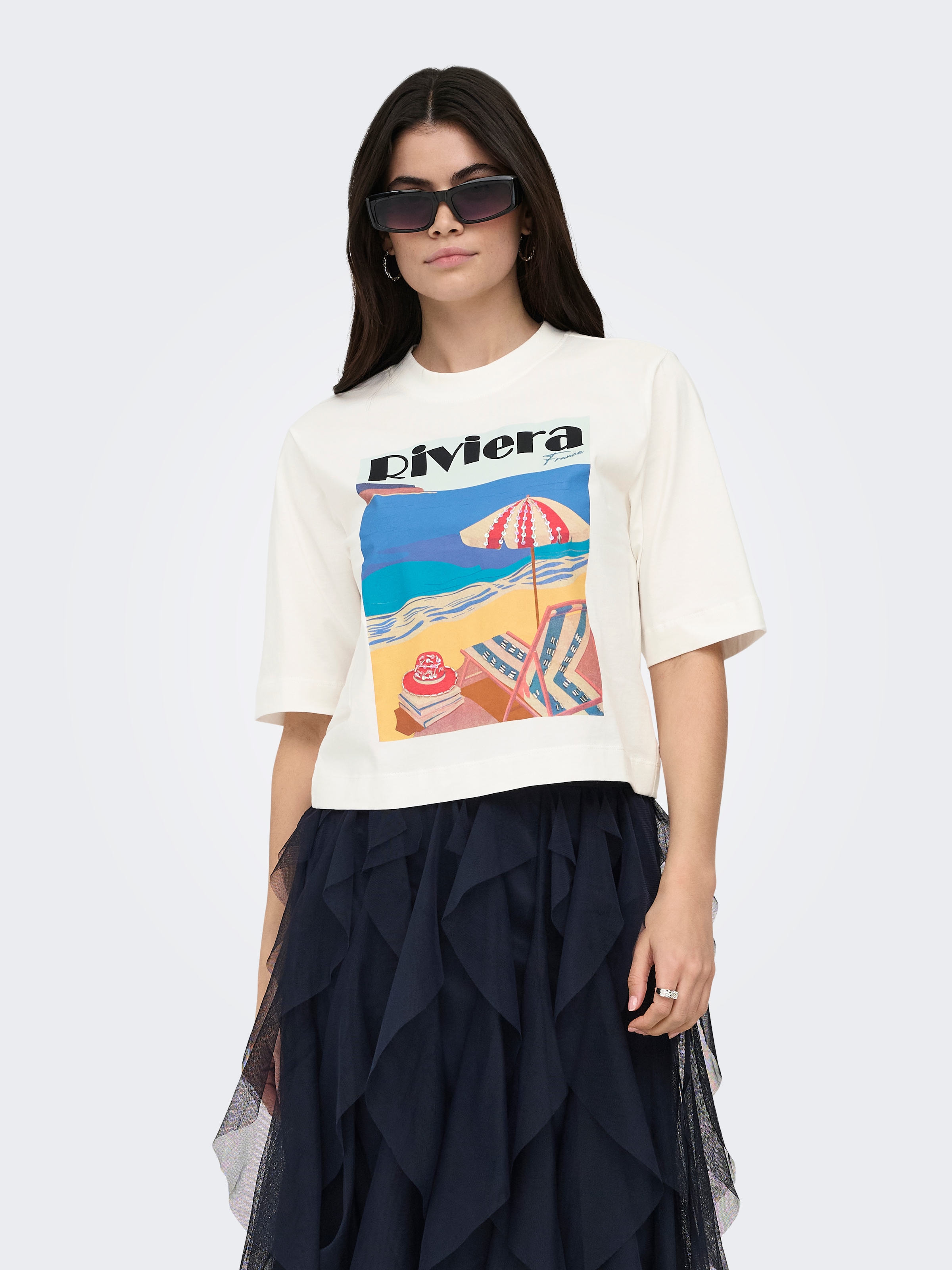 ONLY T-shirt »ONLVEGA NEW S/S VIBE TOP BOX JRS« coton, coupe régulière, col rond