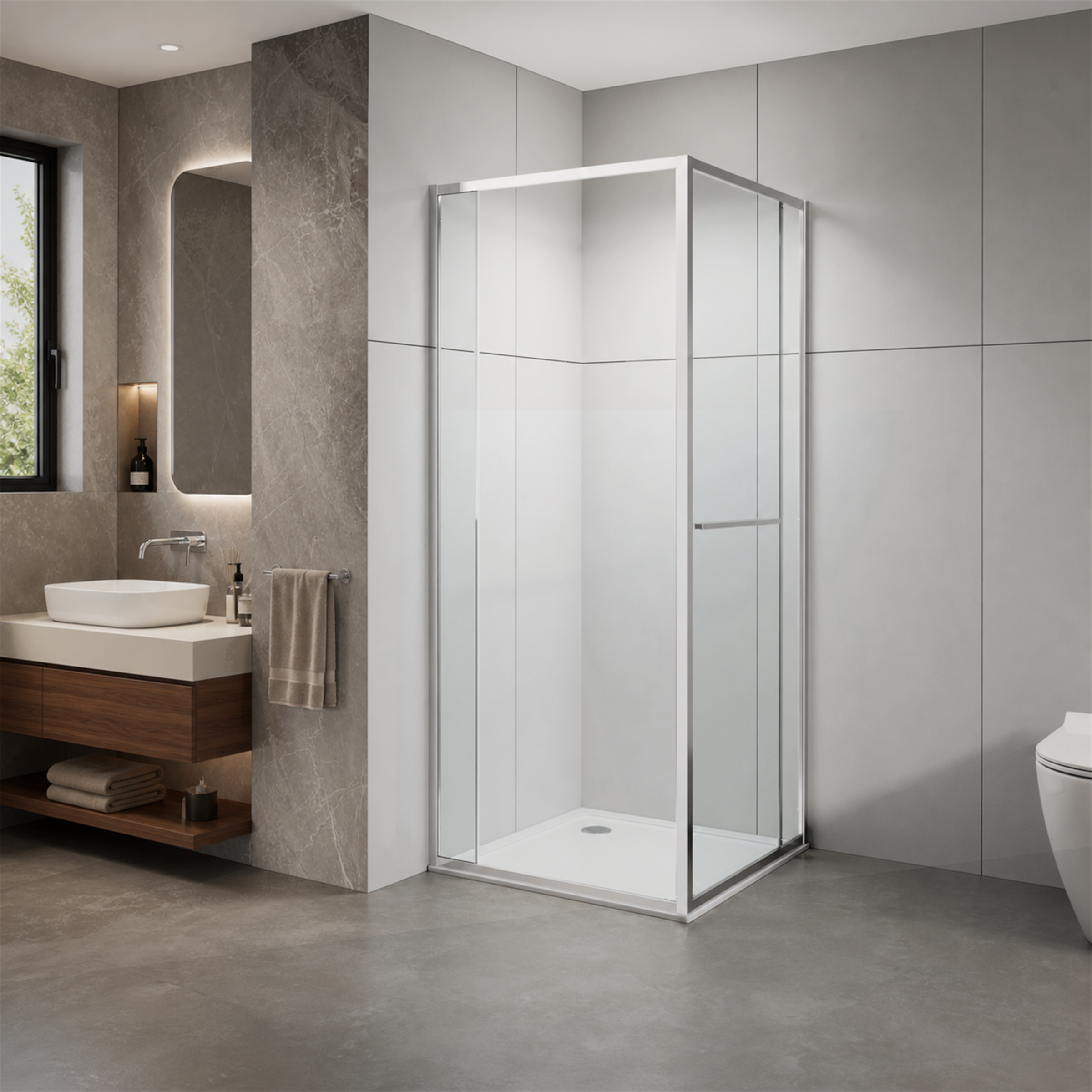 GOODproduct Douche d'angle »Vinci« porte battante pour largeur d'entrée maximale, système à double roulettes
