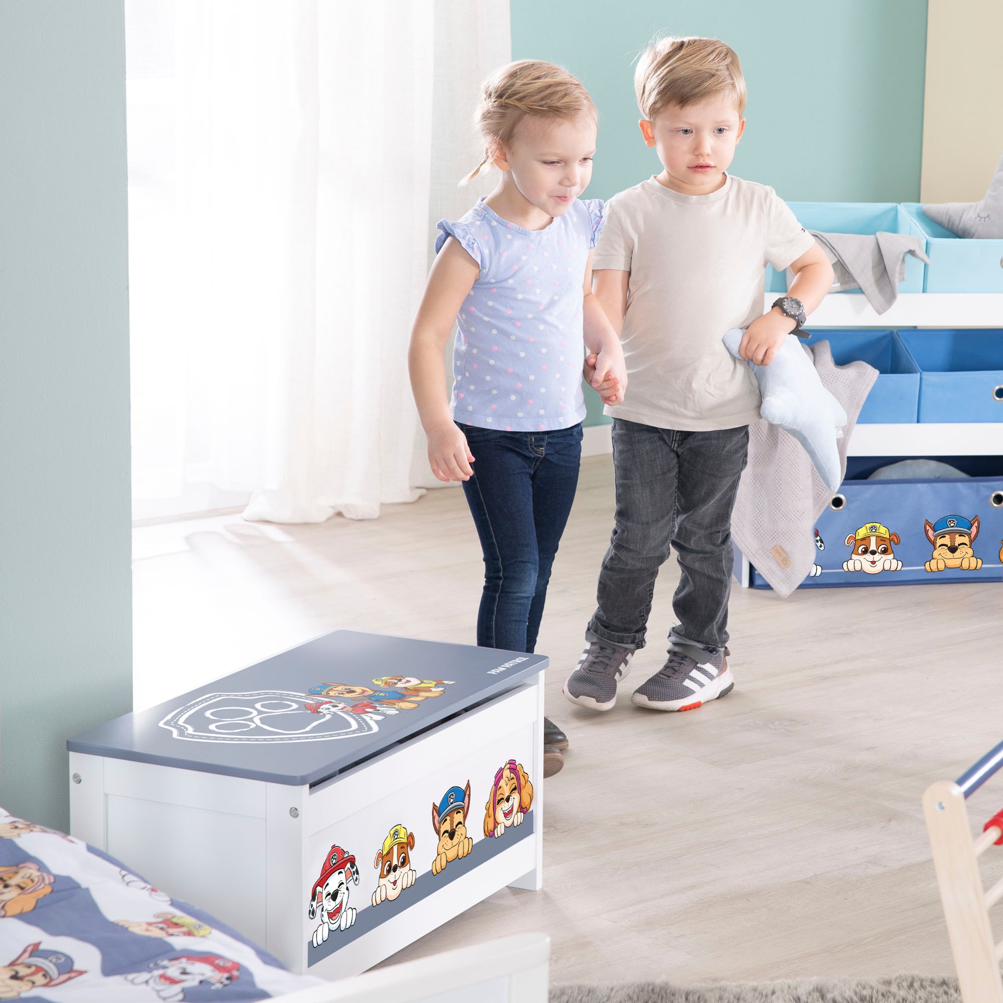 roba® Kinderregal »PAW Patrol, weiss« inklusive 5 Stoffboxen in 2 Grössen