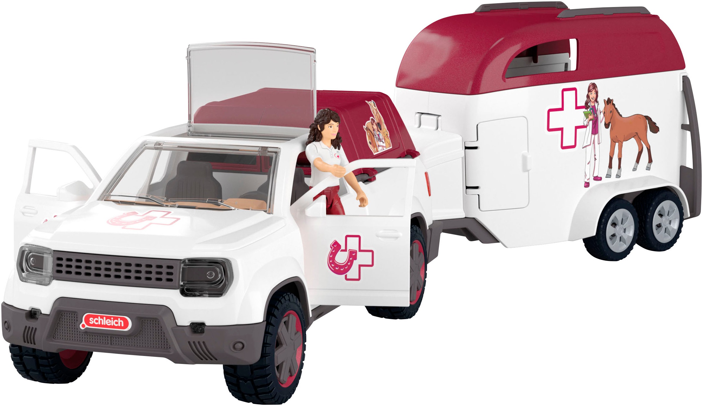 Schleich® Voiture-jouet »HORSE CLUB, Mobile Tierärztin mit Anhänger (42704)« Made in Europe