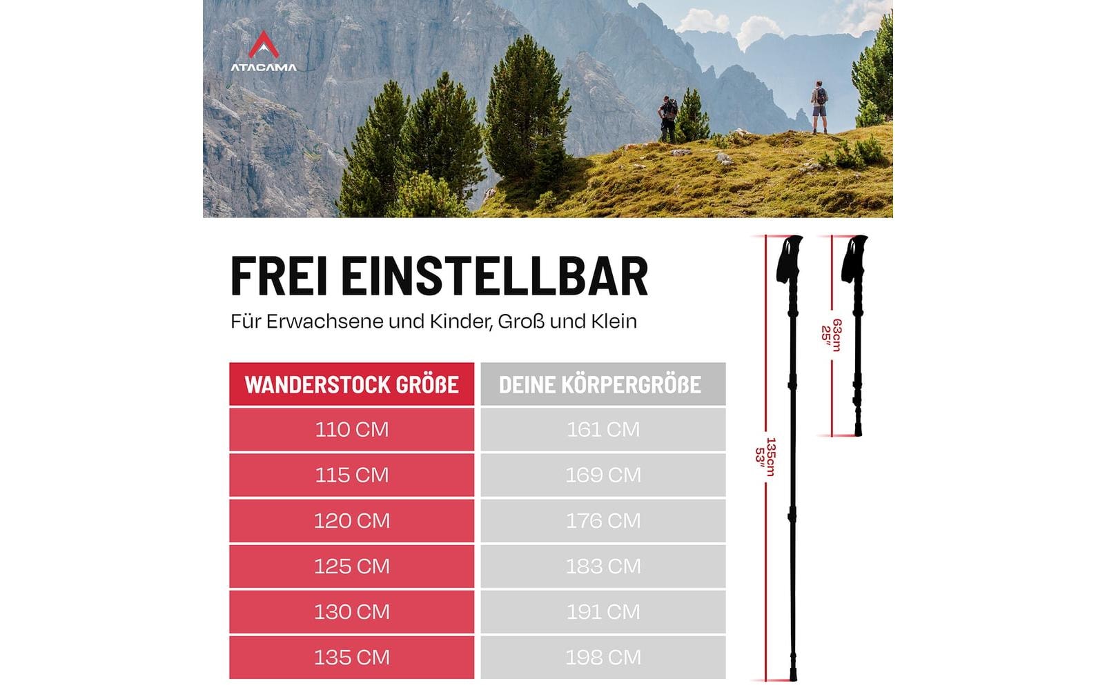   Bâtons de marche nordique »Atacama 110-135 cm«