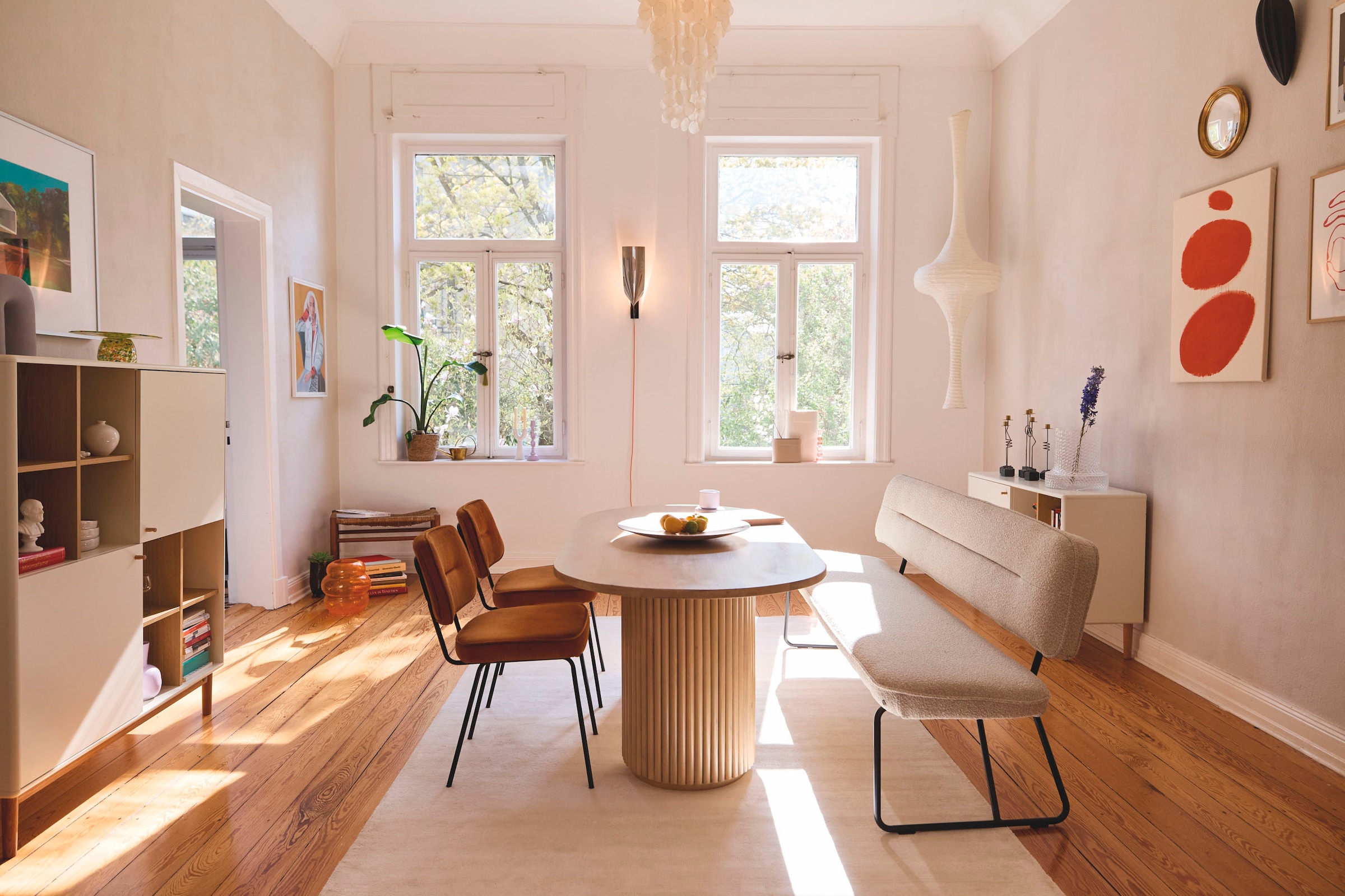 SIT Table de salle à manger »Samos 180 x 90 cm aus massivem Mangoholz im Ribbed-Look« Pieds de table marquants avec design lamellaire extravagant