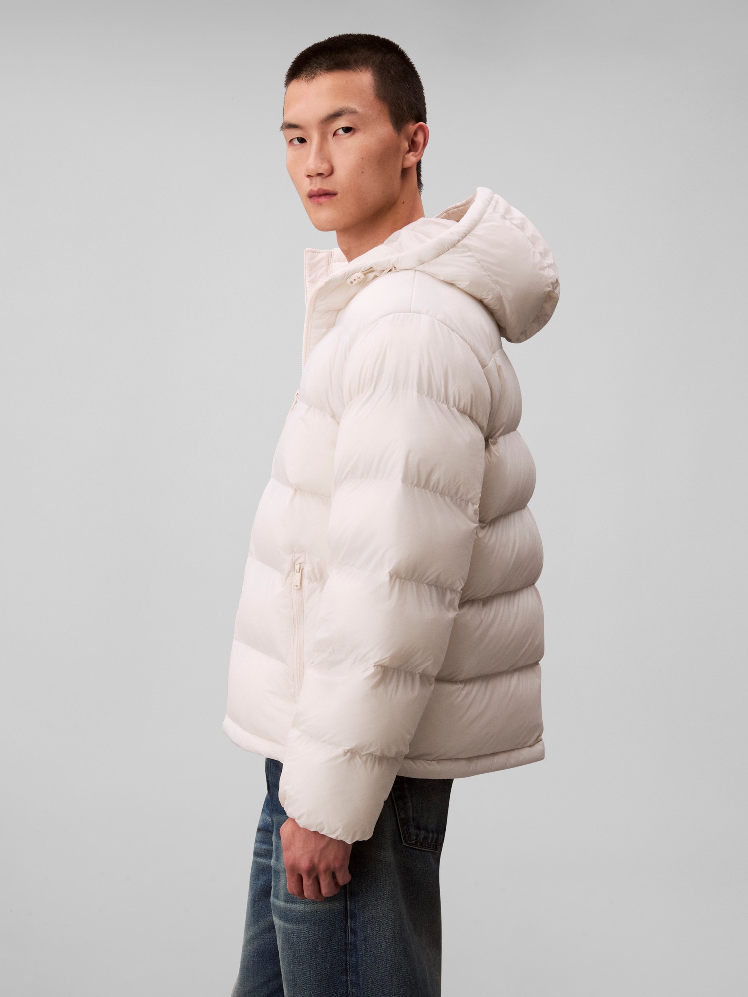 Calvin Klein Jeans Veste matelassée »LS NYLON MONOGRAM PUFFER JKT« ohne Kapuze Mit Rundhalsausschnitt, regular fit