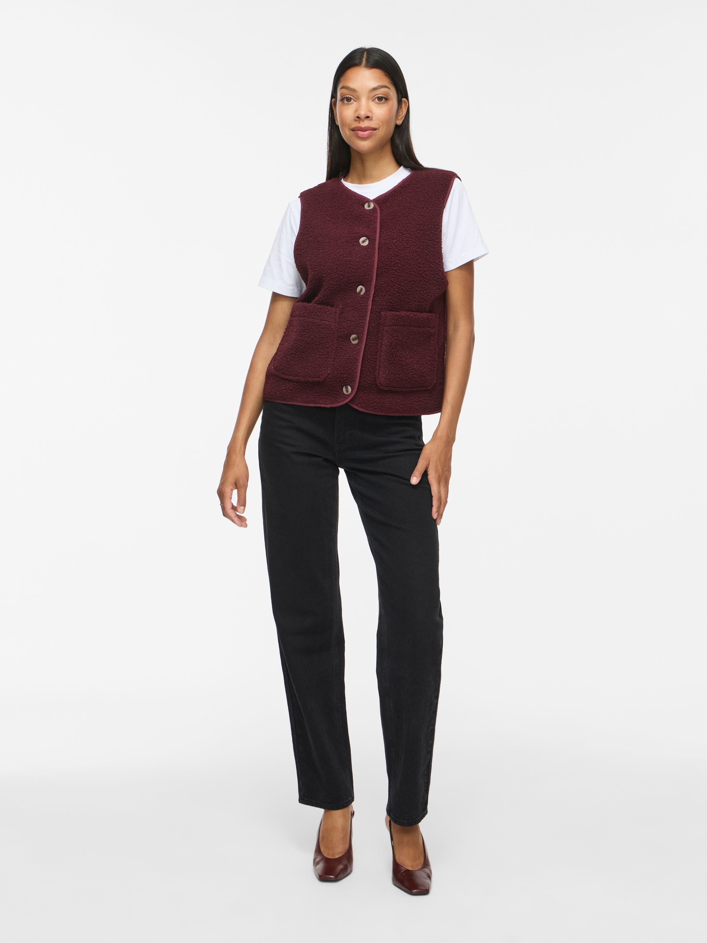 Vila Gilet en peluche »VIADA TEDDY WAISTCOAT - NOOS« Peluche, fibre synthétique, coupe régulière