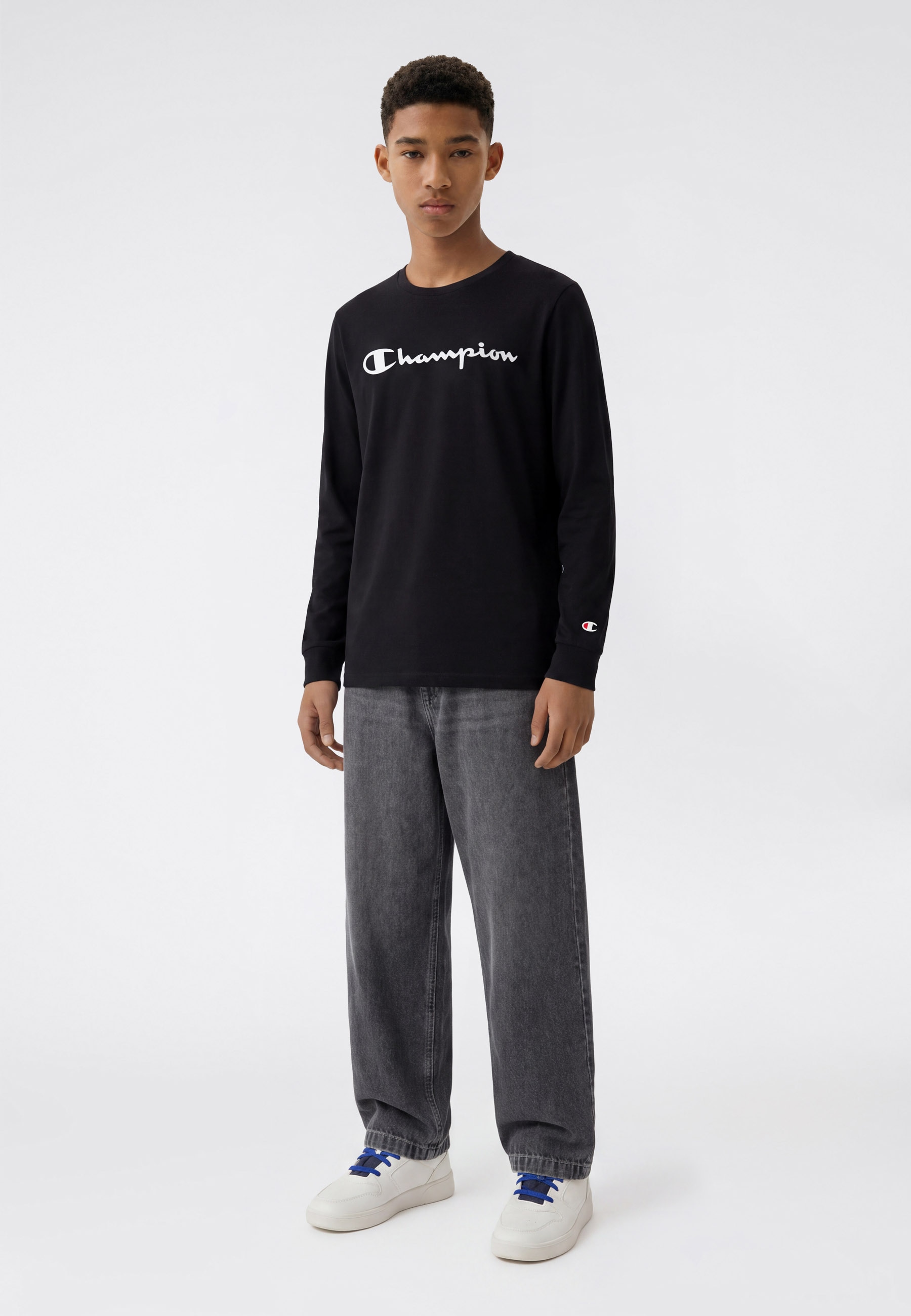 Champion T-shirt à manches longues Paquet, 2 par lot de deux, col rond, sportif, en coton