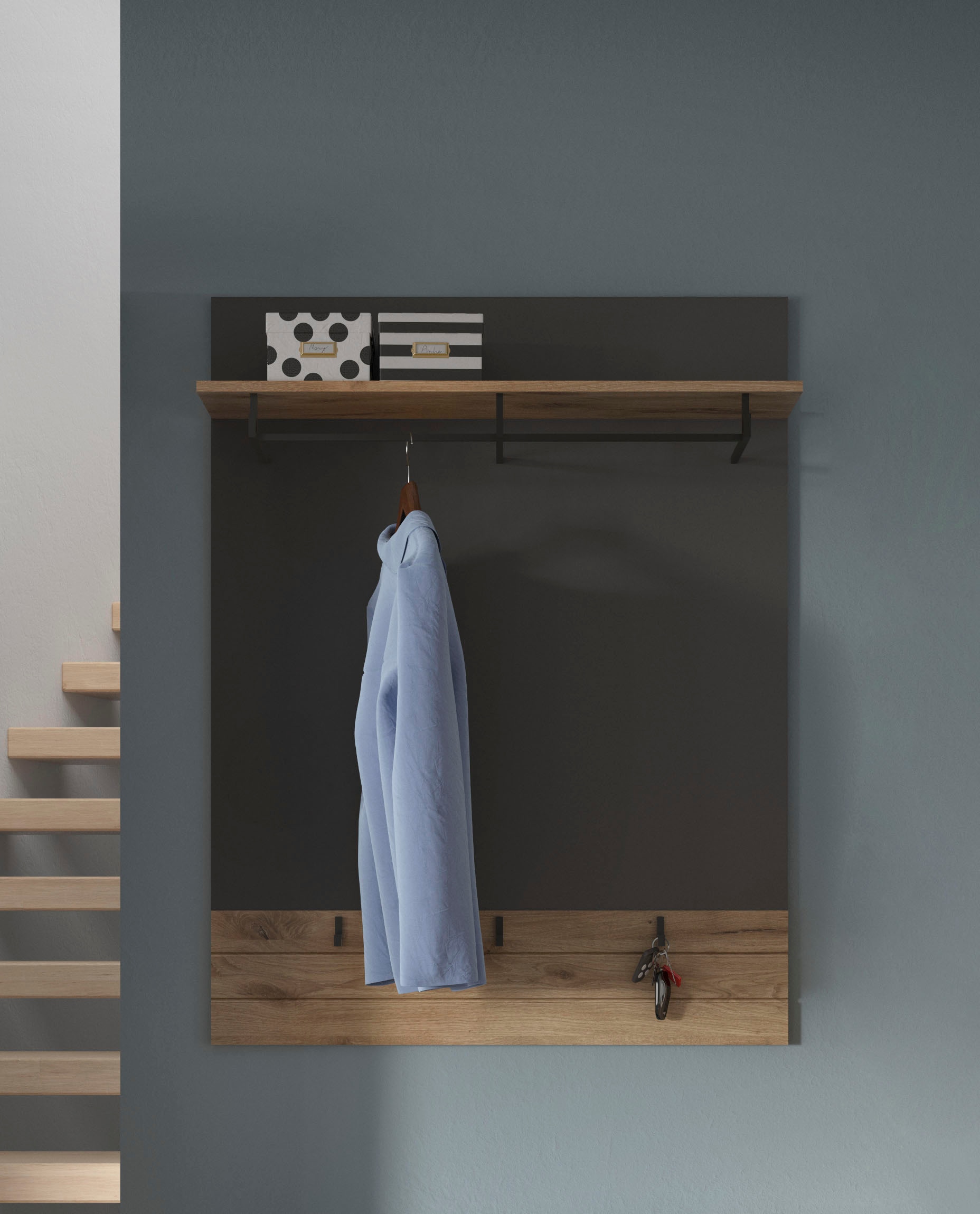 Home affaire Garderobenpaneel »Riga, Höhe 117 cm, mit Hutablage, Kleiderstange, 3 Haken« Wandpaneel, Paneel, Wandhaken, Wandboard