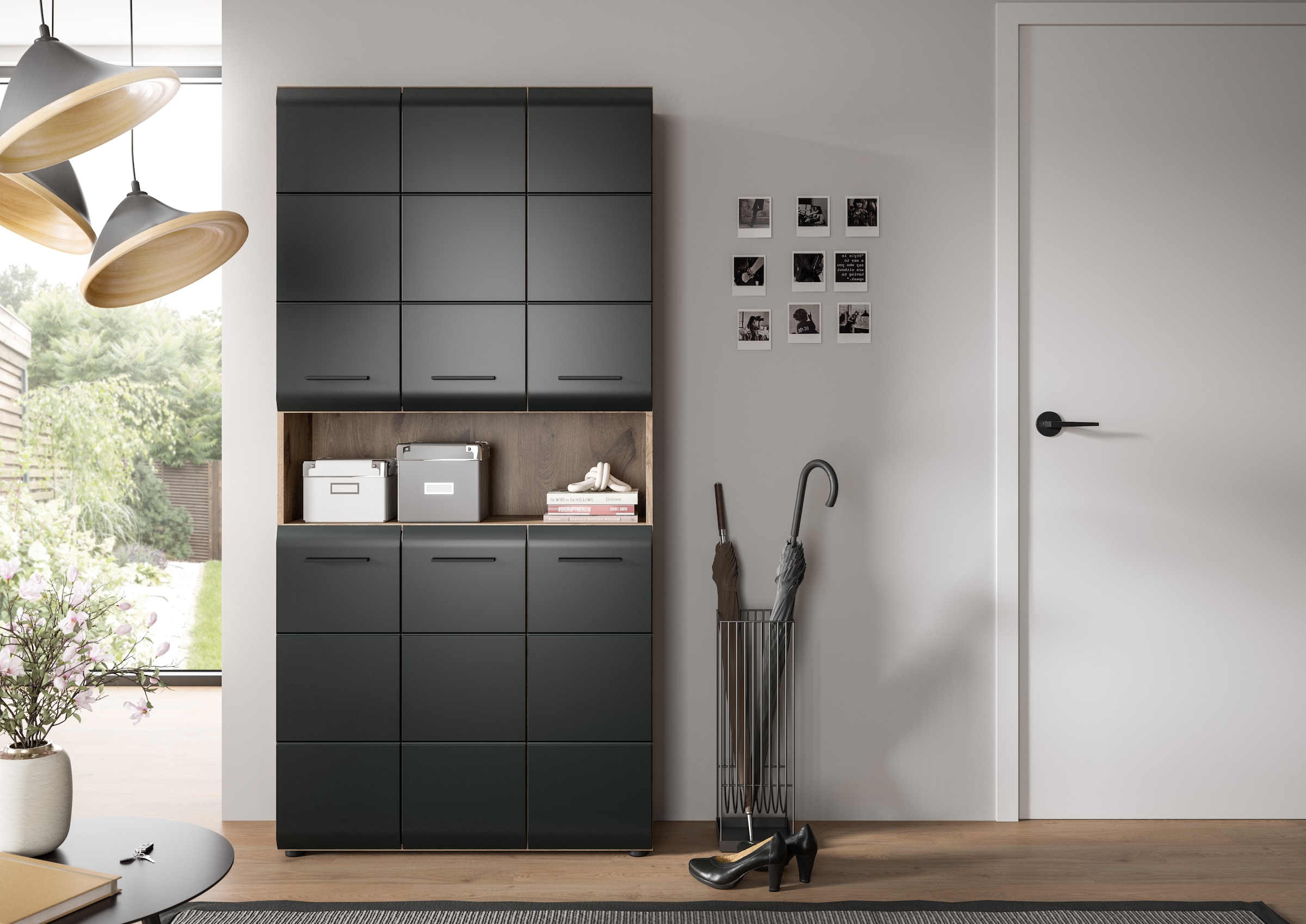 INOSIGN Armoire de rangement 1 cuis tlg. Florenz, Mehrzweckschrank Nox Oak NB, 90 cm breit