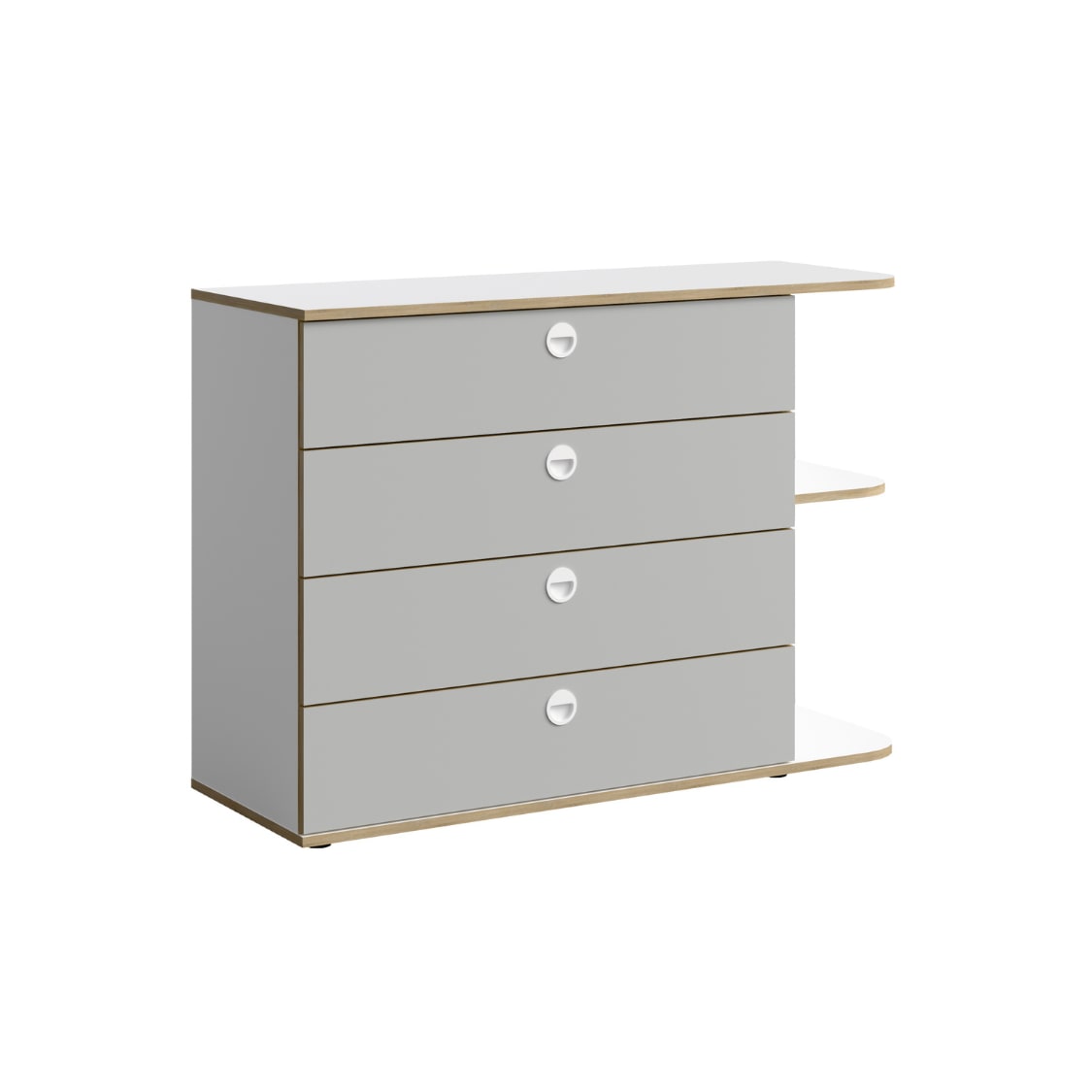 Home affaire Kommode »ELLETE Schrank mit 4 Schubladen und 2 offene Fächer, Breite 116 cm« Sideboard mit viel Stauraum, Masse B/T/H: 116/42/82,7 cm