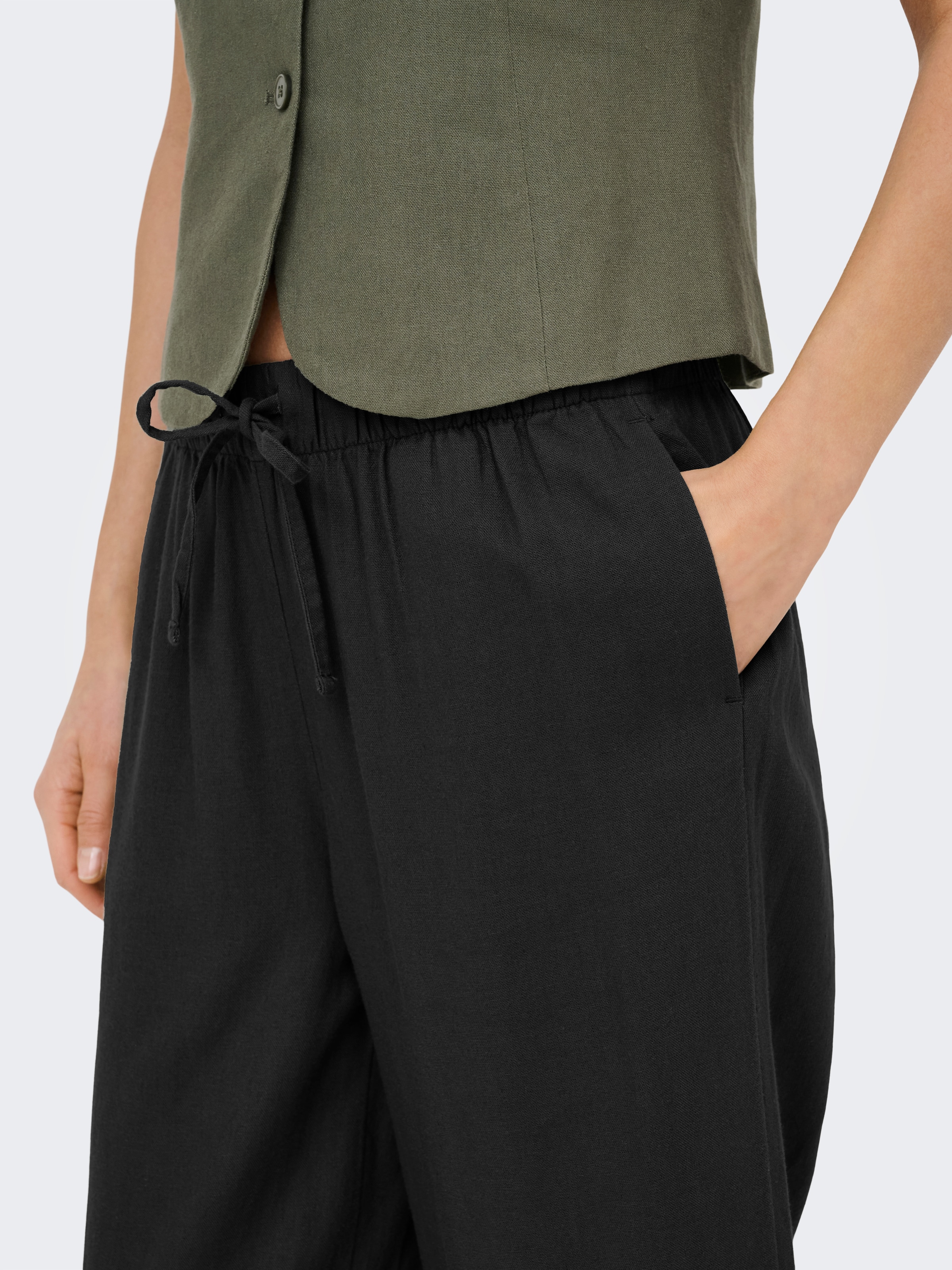 ONLY Jupe-culotte »ONLGOA MW LIN BL PULL-UP CULOTTE CC PNT«  mit Leinen