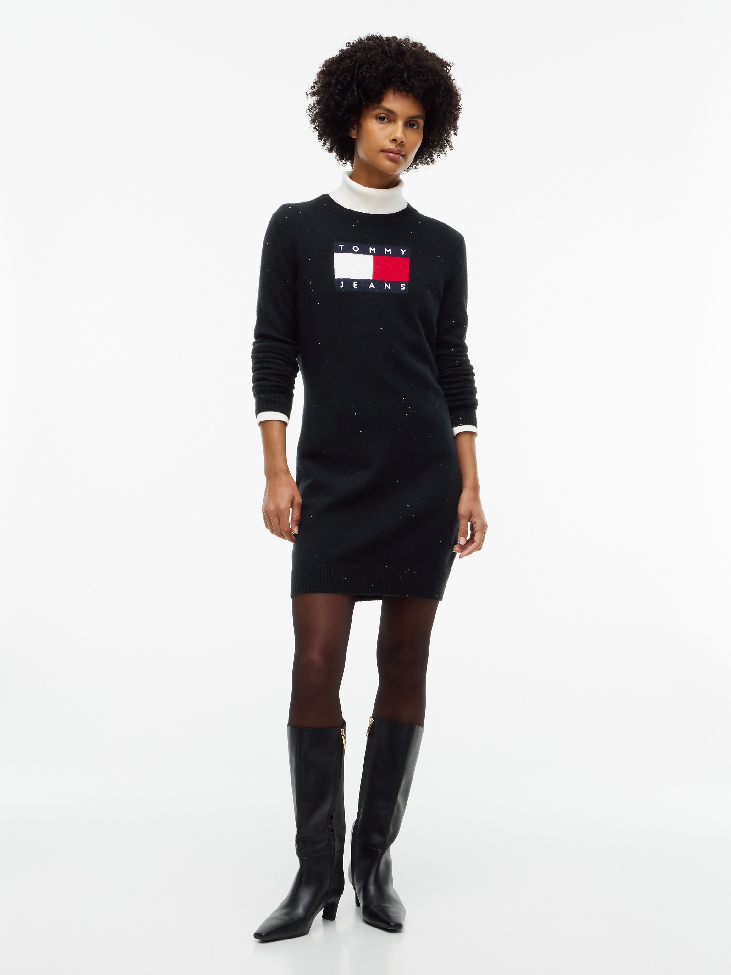 Tommy Jeans Sweatkleid »TJW SPARKLE FLAG SWEATER DRESS« Baumwollmischung