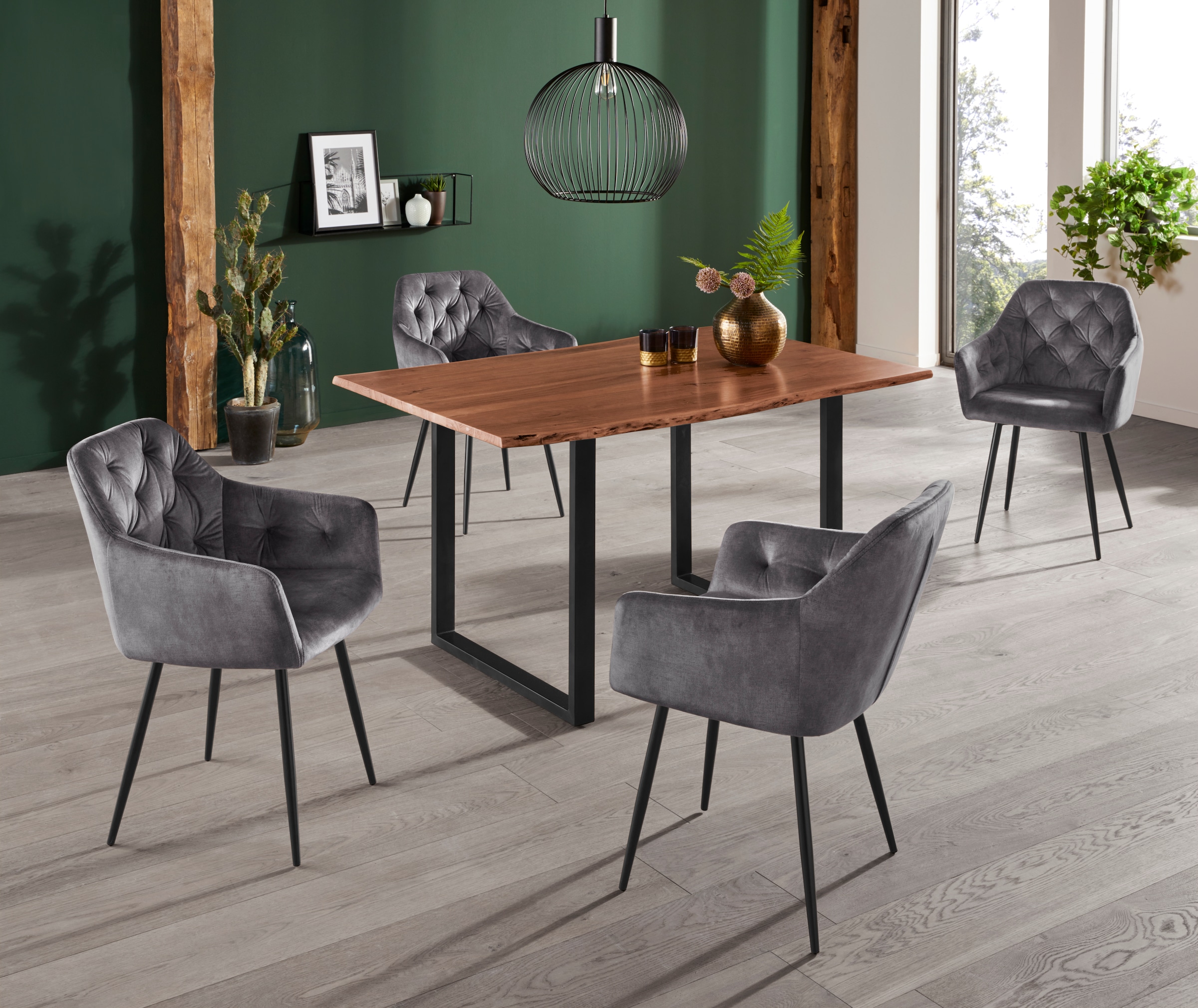 HELA Chaise de salle à manger »Kira Schalenstuhl Boho, Bestseller« (Set) 2 cuisArmlehnstuhl Samt oder Microfaser Bezug