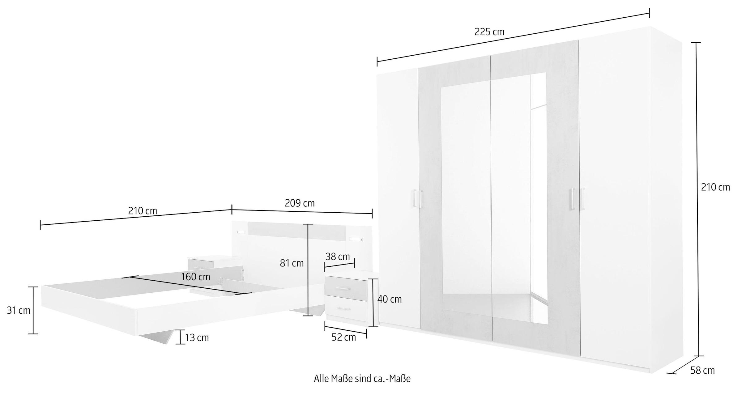 Wimex Schlafzimmer-Set »Angie« Set, 4 Stk. tlg.