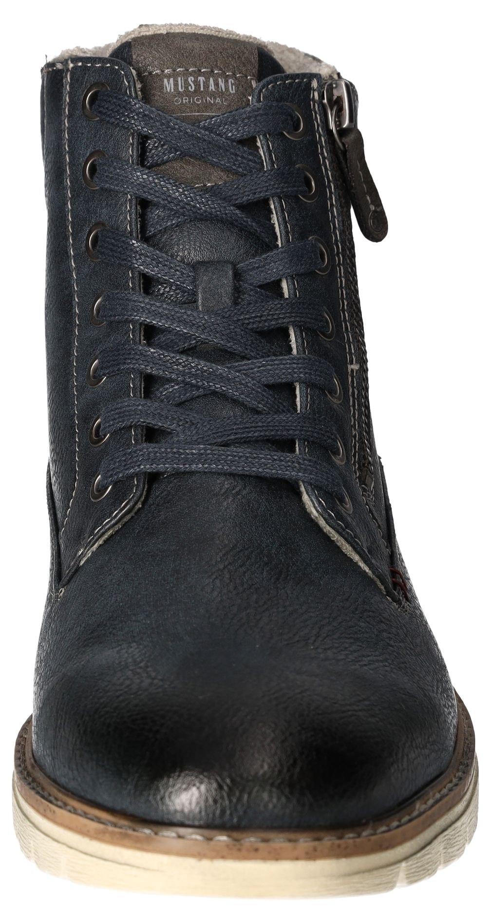 Mustang Shoes Bottes d'hiver  , Schnürboots, Casual-Stiefelette mit kariertem Einsatz am Schaftrand