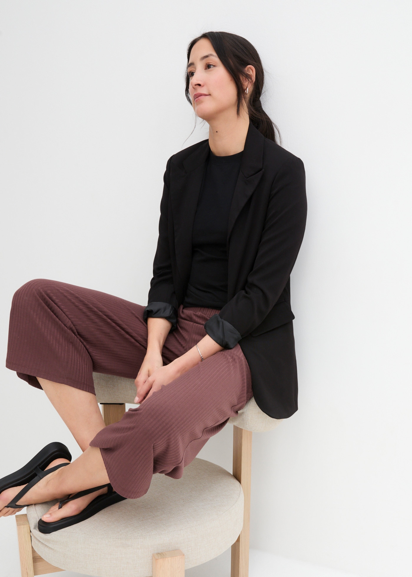 bonprix Jerseyhose »Jersey-Hose aus Rippe mit Bequembund«  aus Viskose, Polyester und Elasthan, lockere Passform, lässiger Stil