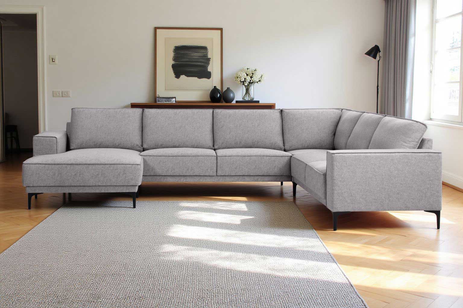 GOODproduct Wohnlandschaft »OLAND U-Form, XXL, B: 342 cm, Skandi-Design« Skandi-Design in Struktur, Flachgewebe, Luxus-Microfaser, Boucle