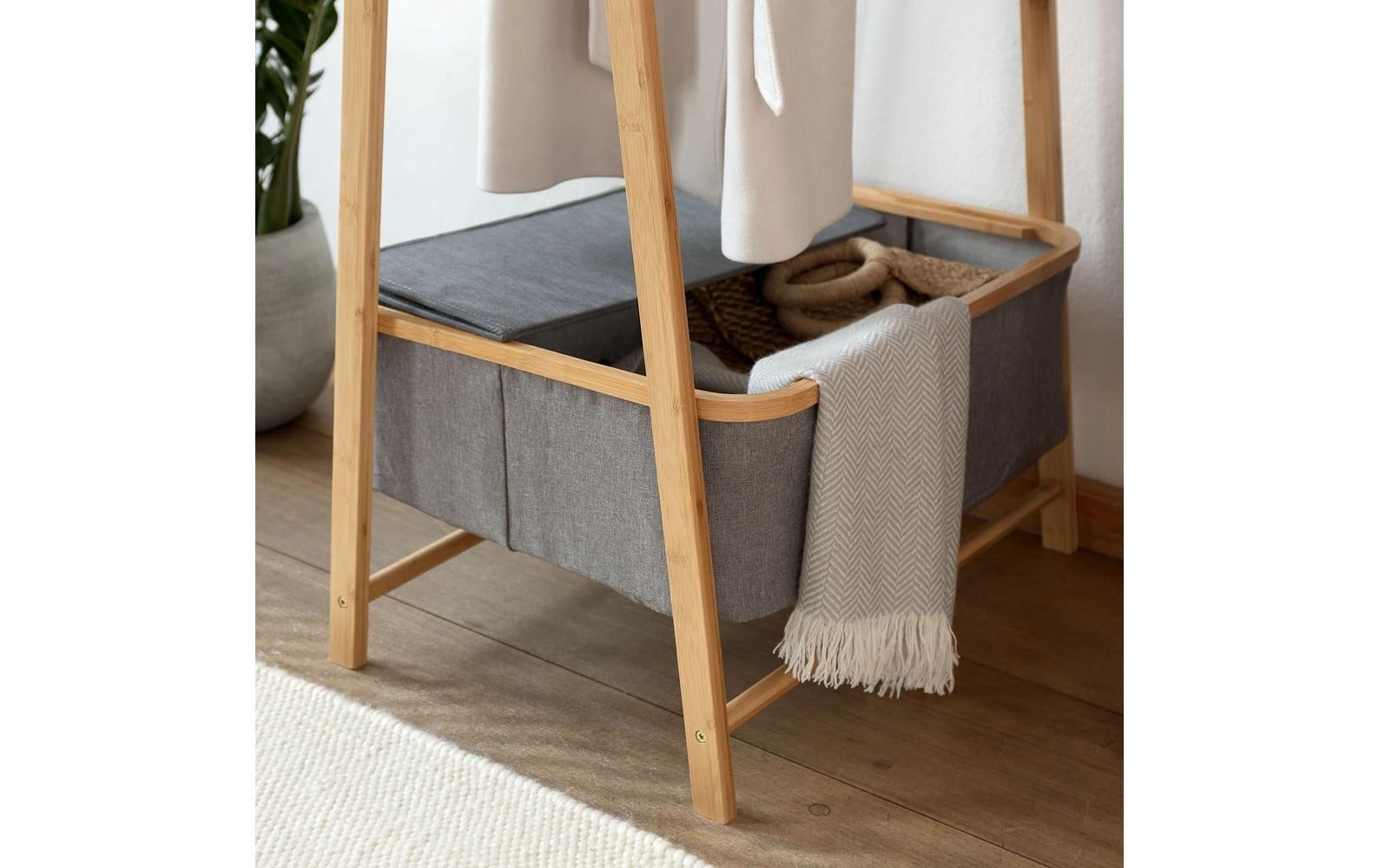 Lumaland Porte-manteau »aus Bambus 159 x 60 x 45 cm« Garderobenständer aus Bambus mit Box