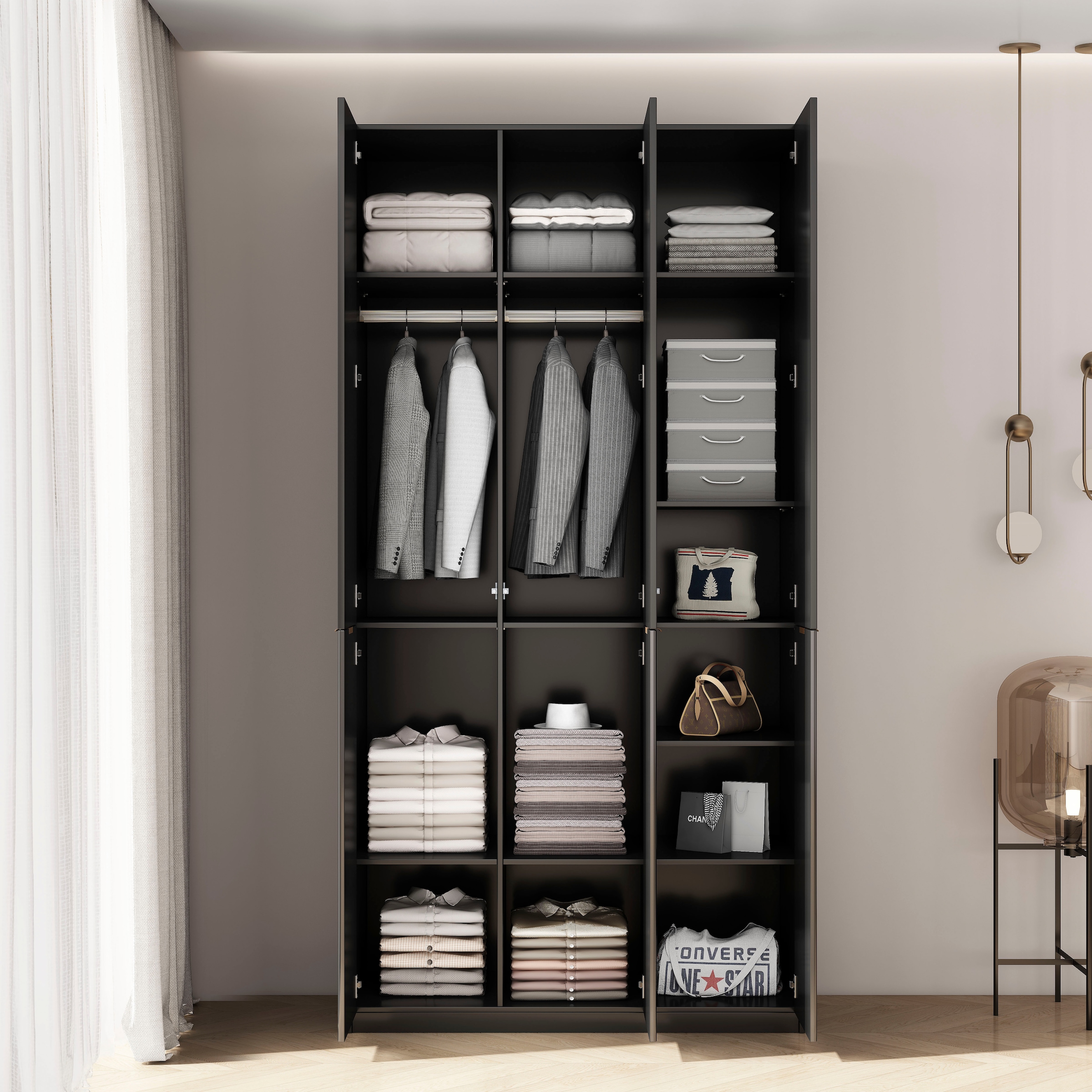 GOODproduct Kleiderschrank »Jorella Schlafzimmerschrank Garderobe mit Softclose« eleganter Schlafzimmerschrank Rillendesign Trend Breite 121cm